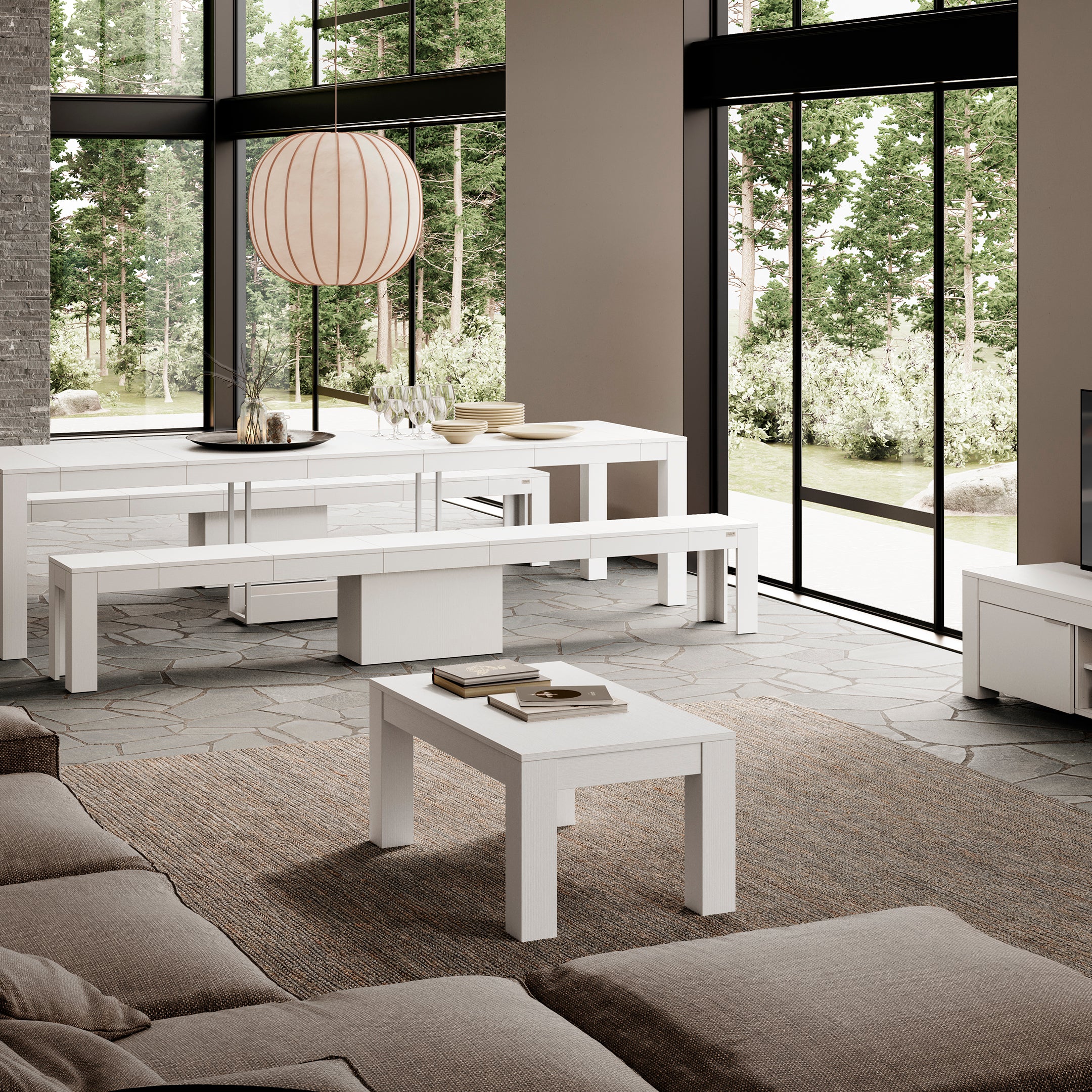 Couchtisch Rachele 104x60 cm, Esche Weiß - Set image 1