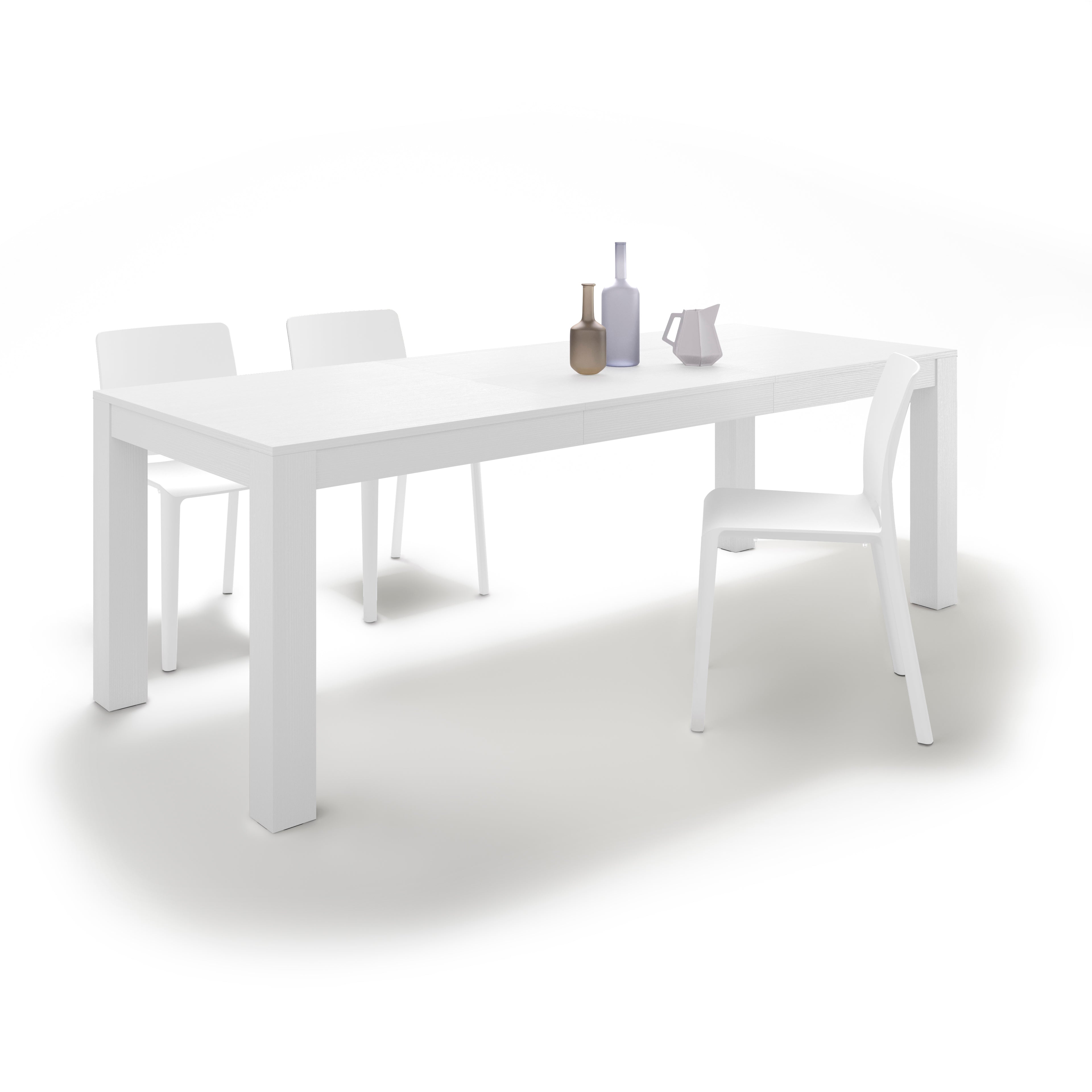 Rachele Extendable Dining Table, 63(89)x35 in, Ashwood White