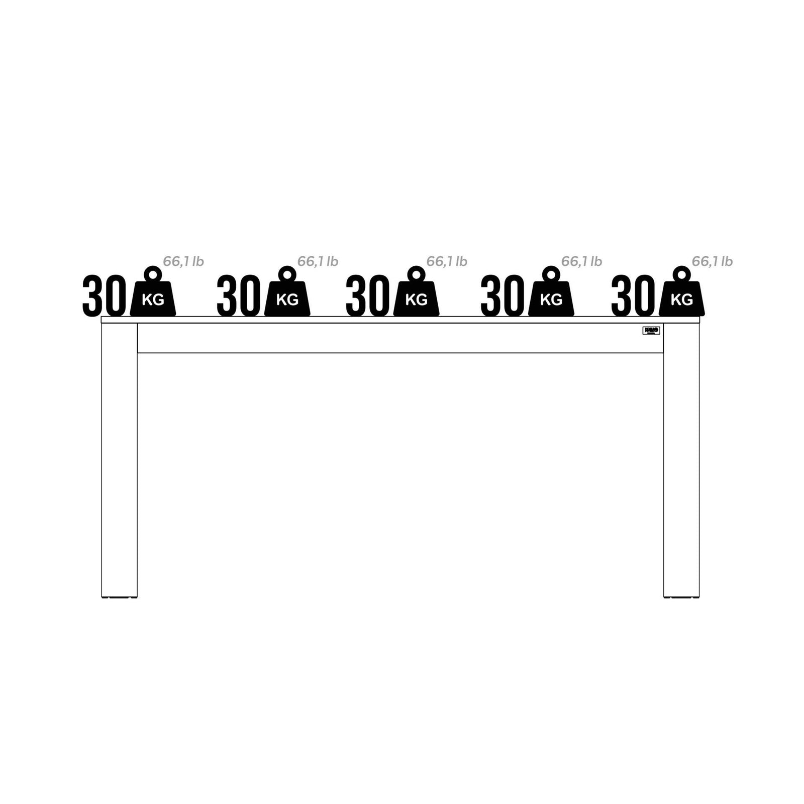 Table à manger Rachele 160x90 cm + 2 bancs fixes Rachele 135x45 cm, Frêne Noir - Immagine tecnica 3