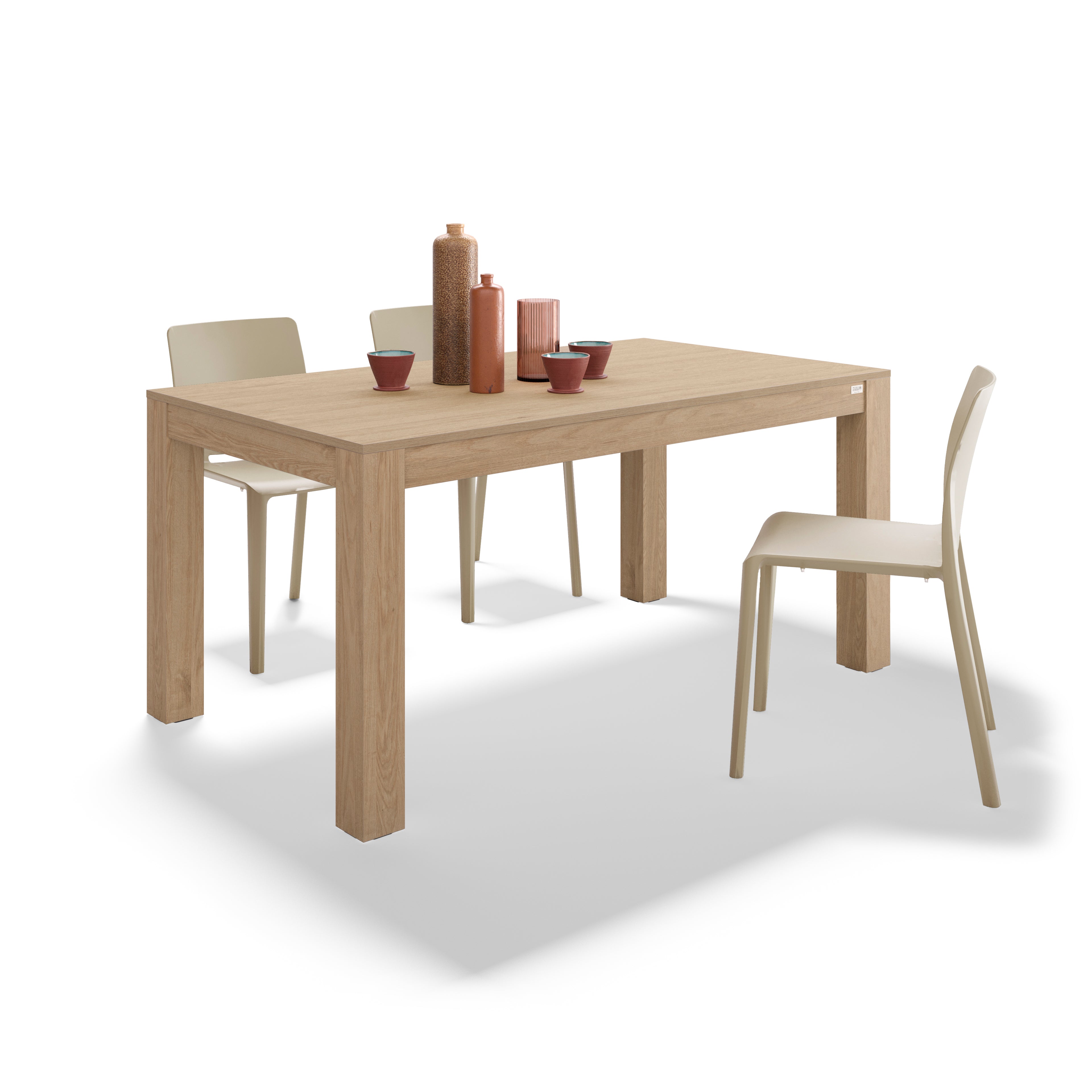 Tavolo fisso Rachele 160x90 cm + 2 Panche fisse Rachele 135x45 cm, Rovere Naturale - Immagine dettaglio 2