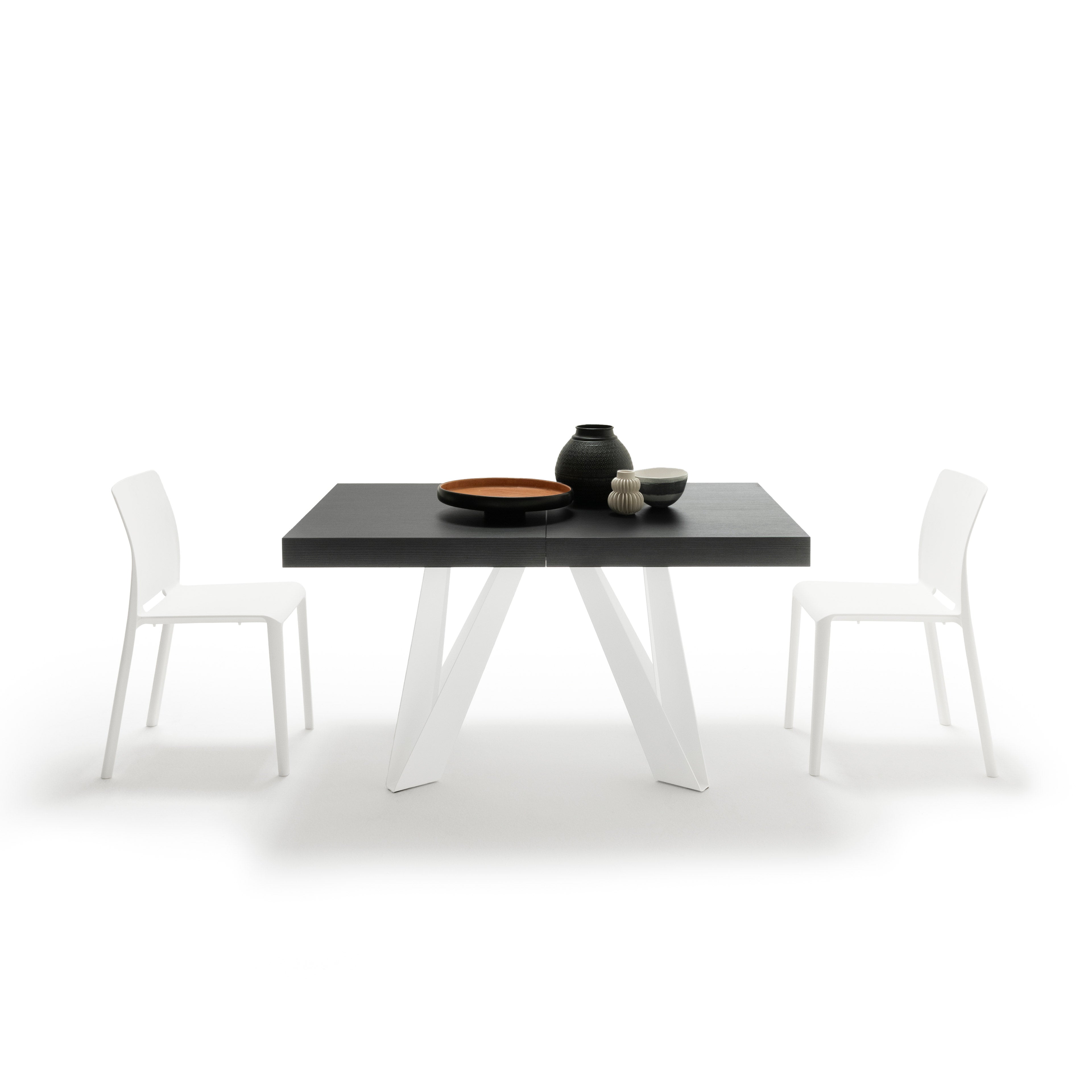 Romina Uitschuifbare Tafel 140(220)x90 cm, Zwart Essen met Witte Poten - Detail image 2