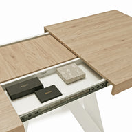 Romina Uitschuifbare Tafel 140(220)x90 cm, Naturel Eiken met Witte Poten