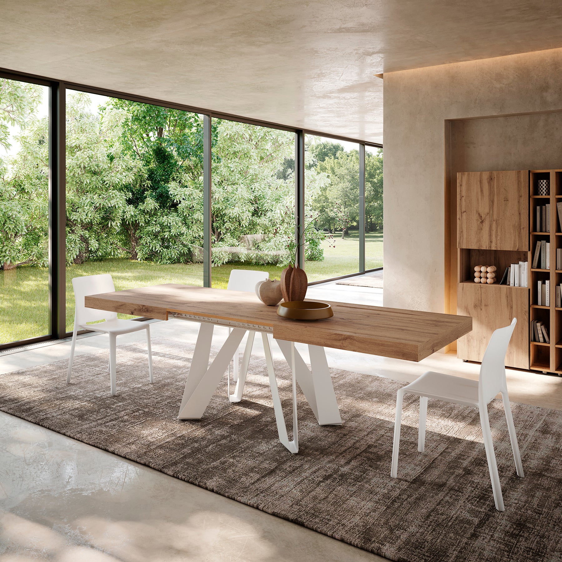 Tavolo Allungabile Romina 160(240)x90 cm, Rovere Rustico con Gambe in Ferro Bianche - Immagine dettaglio 5