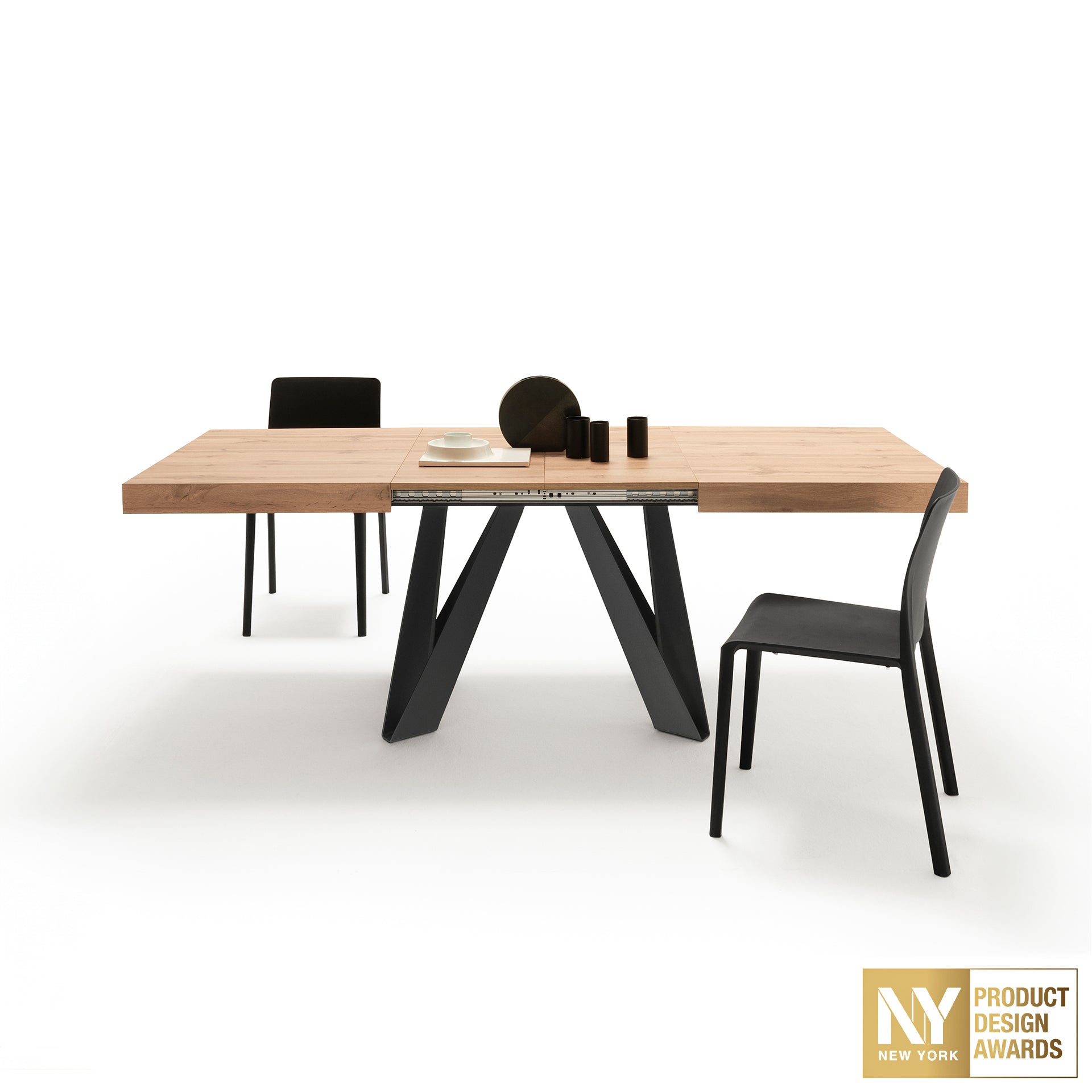 Romina Extendable Table 140(220)x90 cm, Rustic Oak with Black Iron Legs
