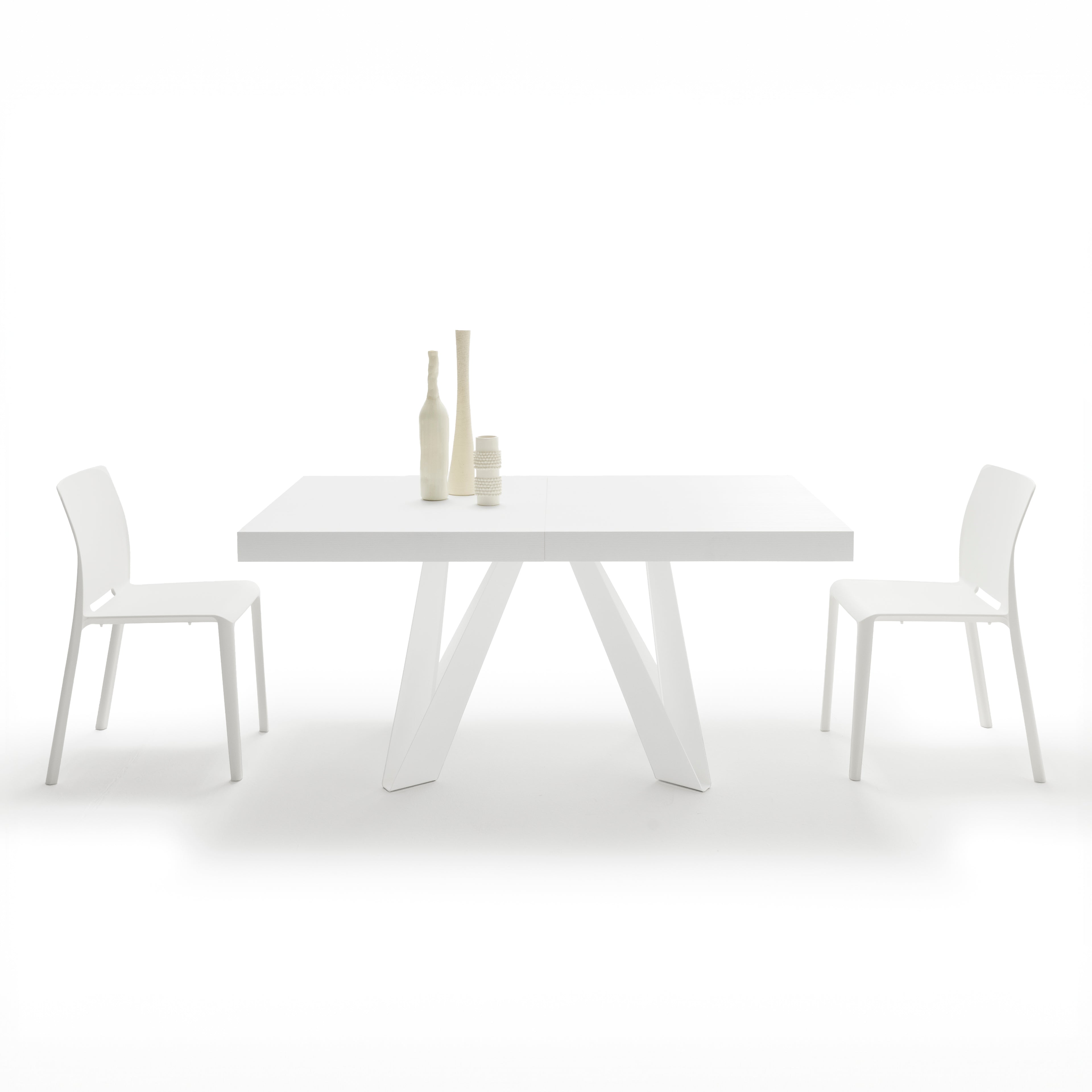 Tavolo Allungabile Romina 160(240)x90 cm, Bianco Frassino con Gambe in Ferro Bianche - Immagine dettaglio 3