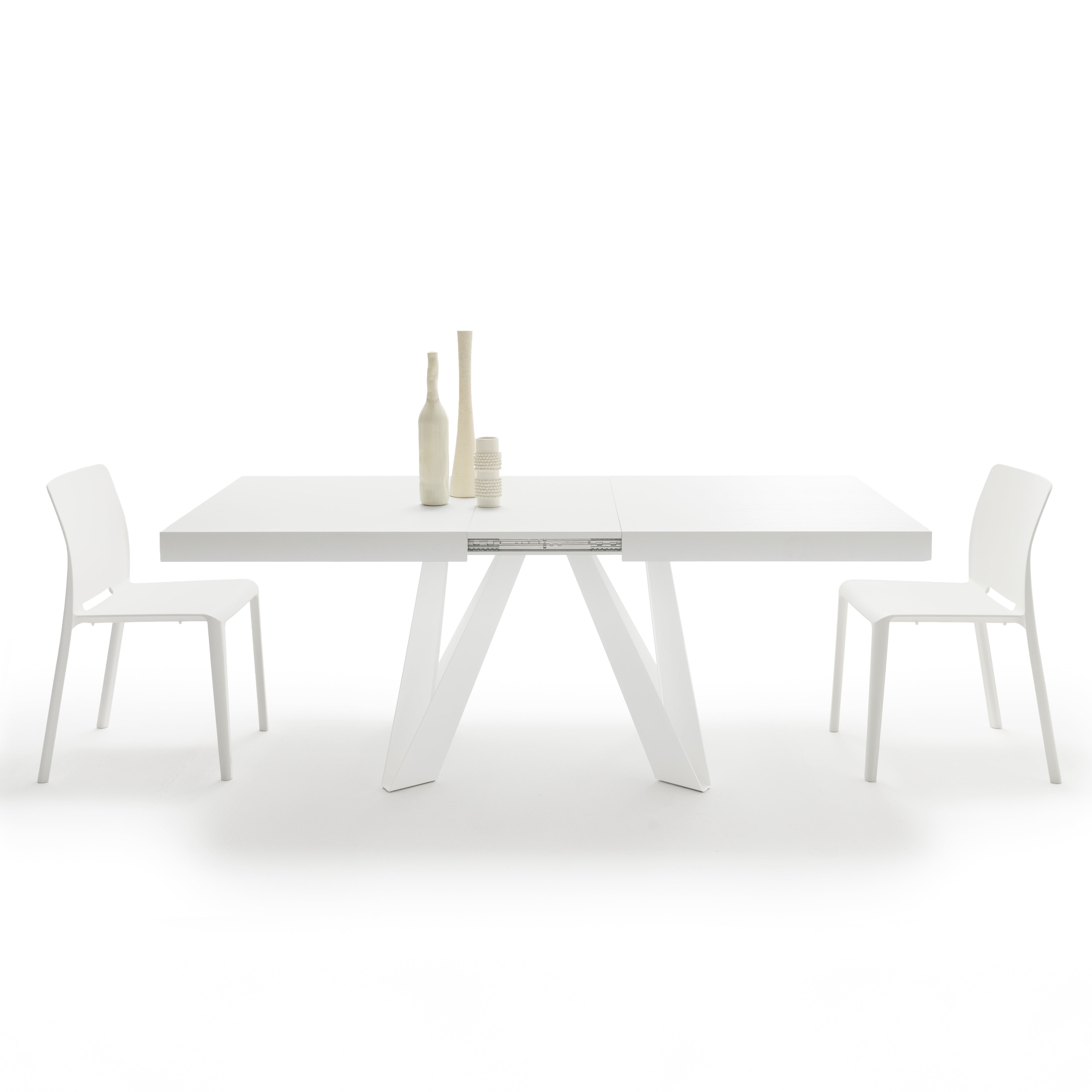 Tavolo Allungabile Romina 160(240)x90 cm, Bianco Frassino con Gambe in Ferro Bianche - Immagine dettaglio 4