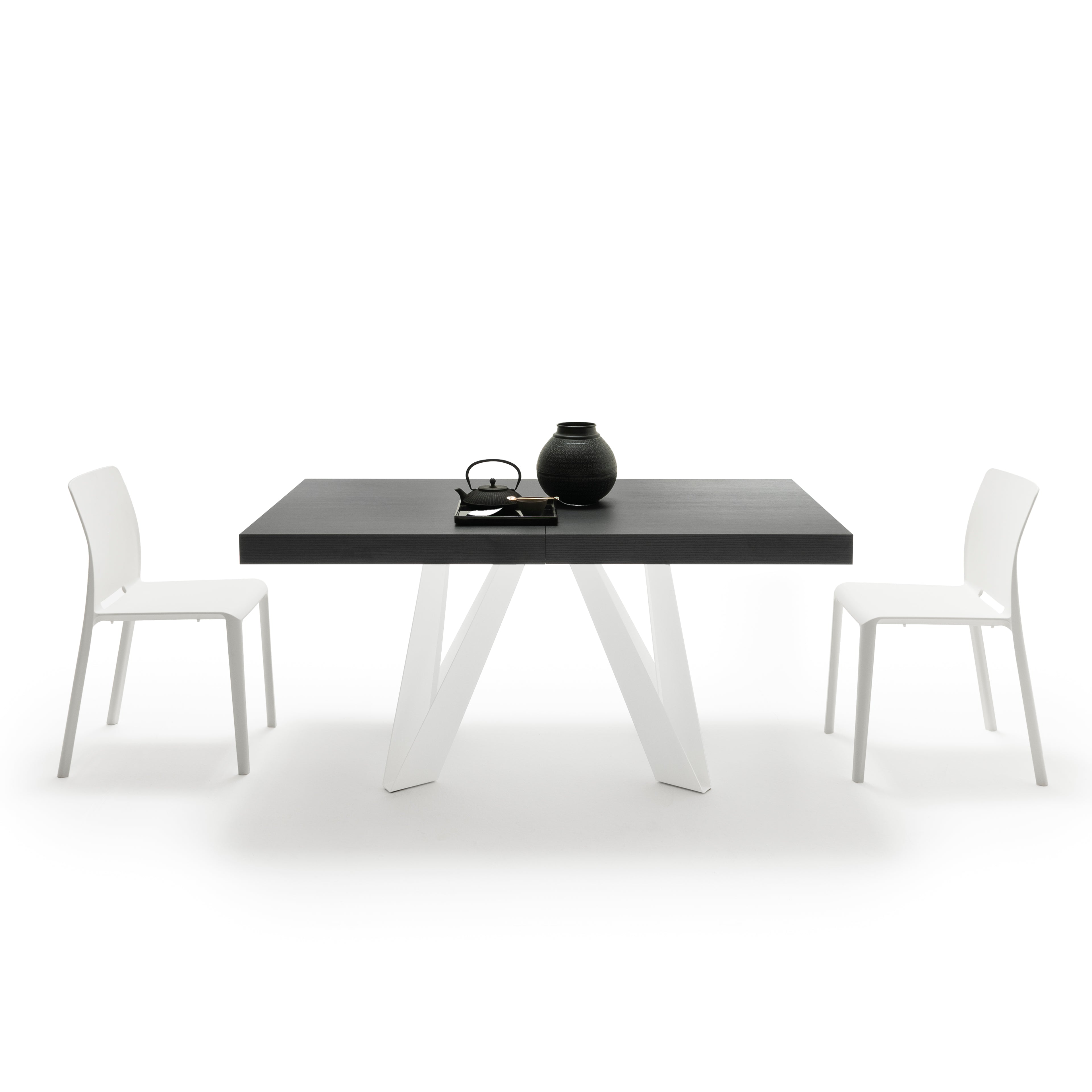 Romina Extendable Table 160(240)x90 cm, Ashwood Black with White Iron Legs - Detail image 3