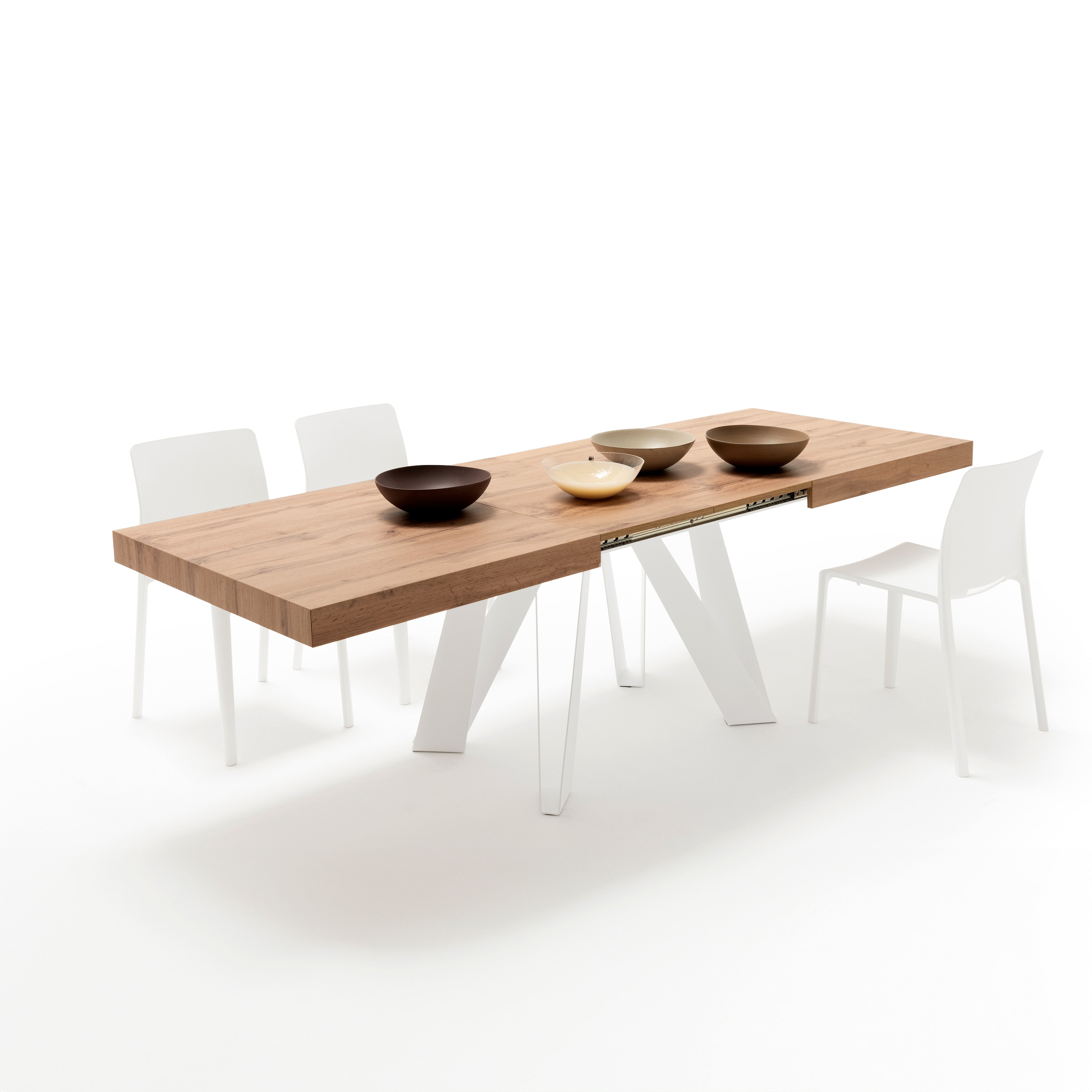 Mesa Extensível Romina 160(240)x90 cm, Carvalho Rústico Com Pernas de Ferro Brancas - Detail image 1