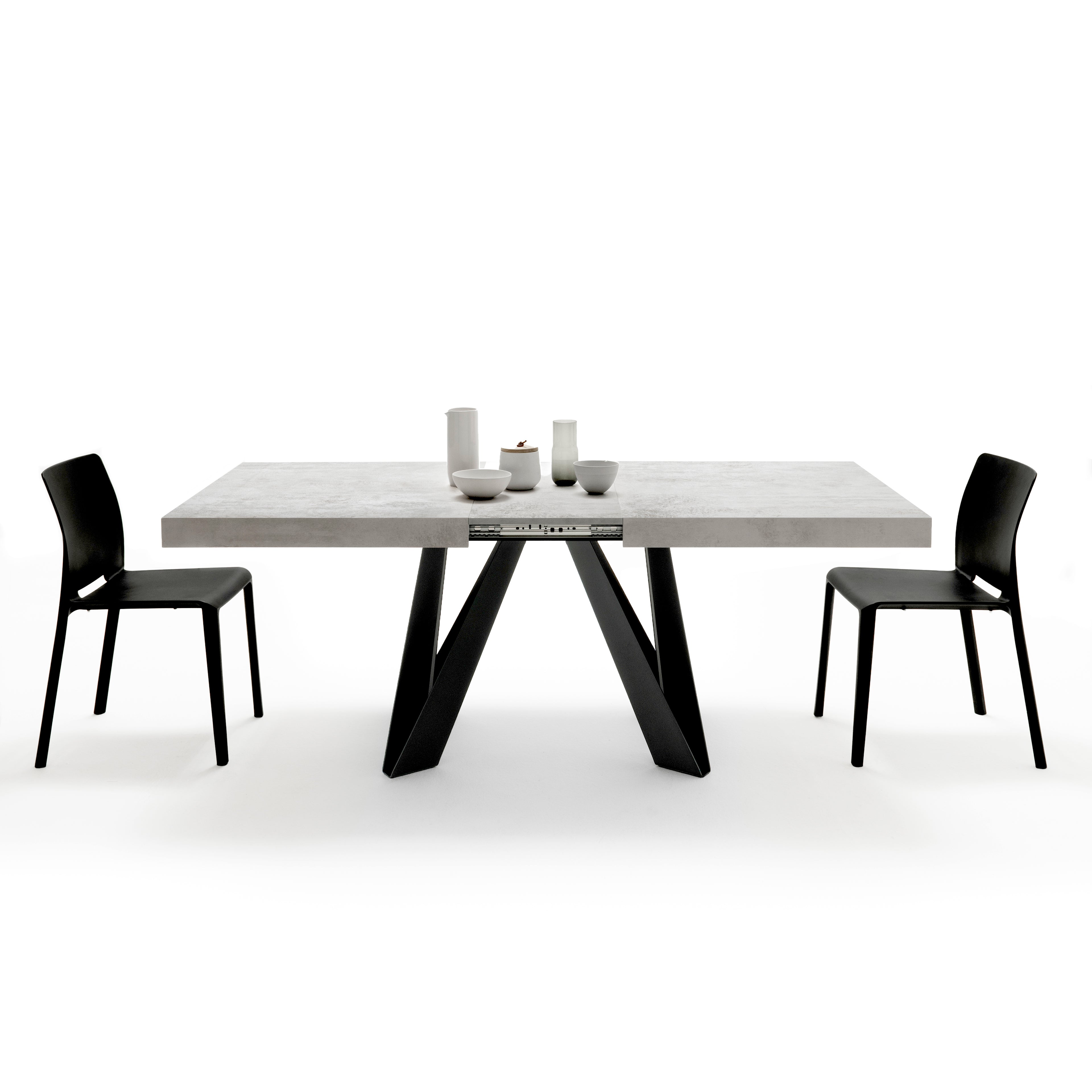 Table Extensible Romina 160 (240) X 90 cm, Gris Béton Avec Pieds en Fer Noir - Detail image 3