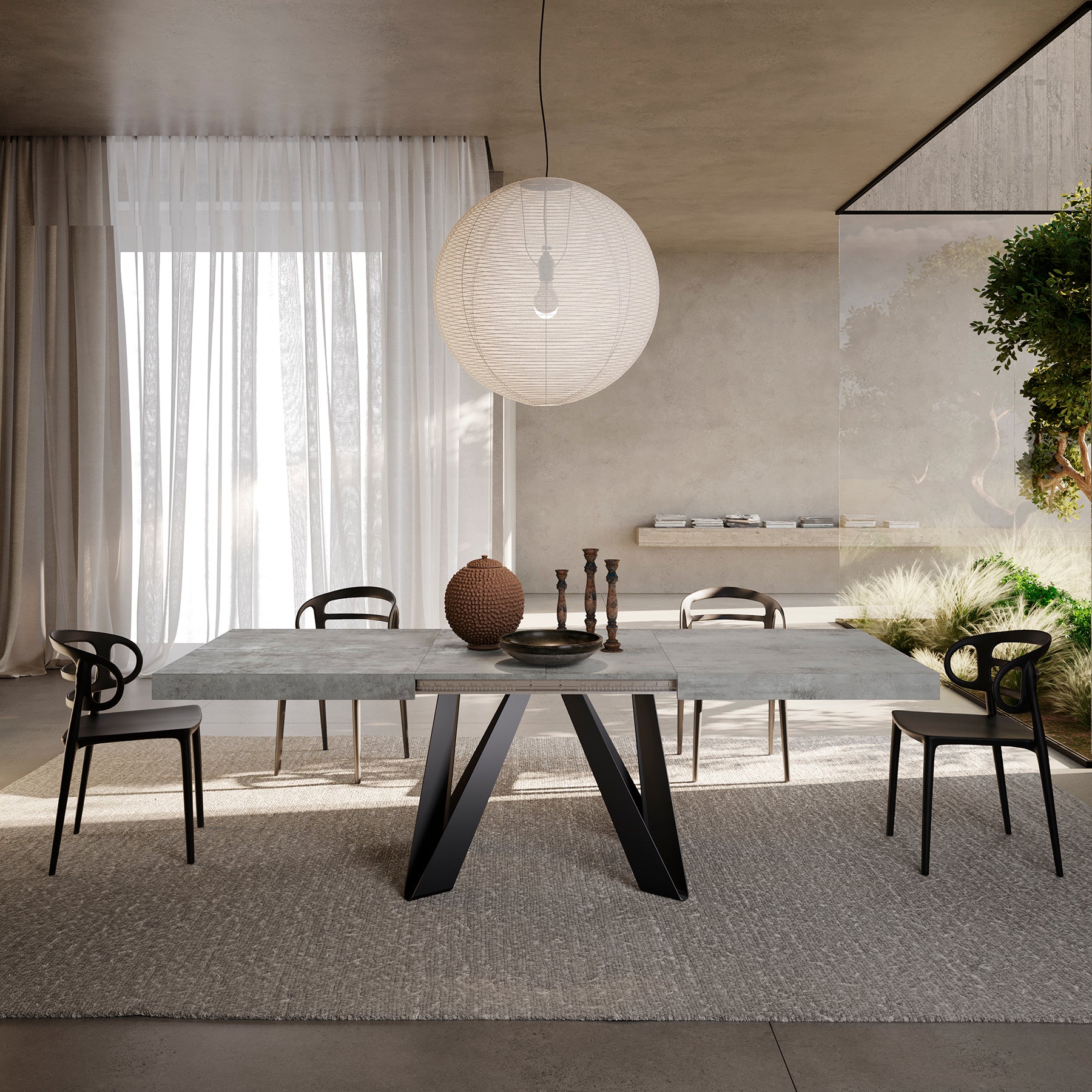 Mesa Extensível Romina 160(240)x90 cm, Cimento Cinza Com Pernas de Ferro Pretas - Detail image 5