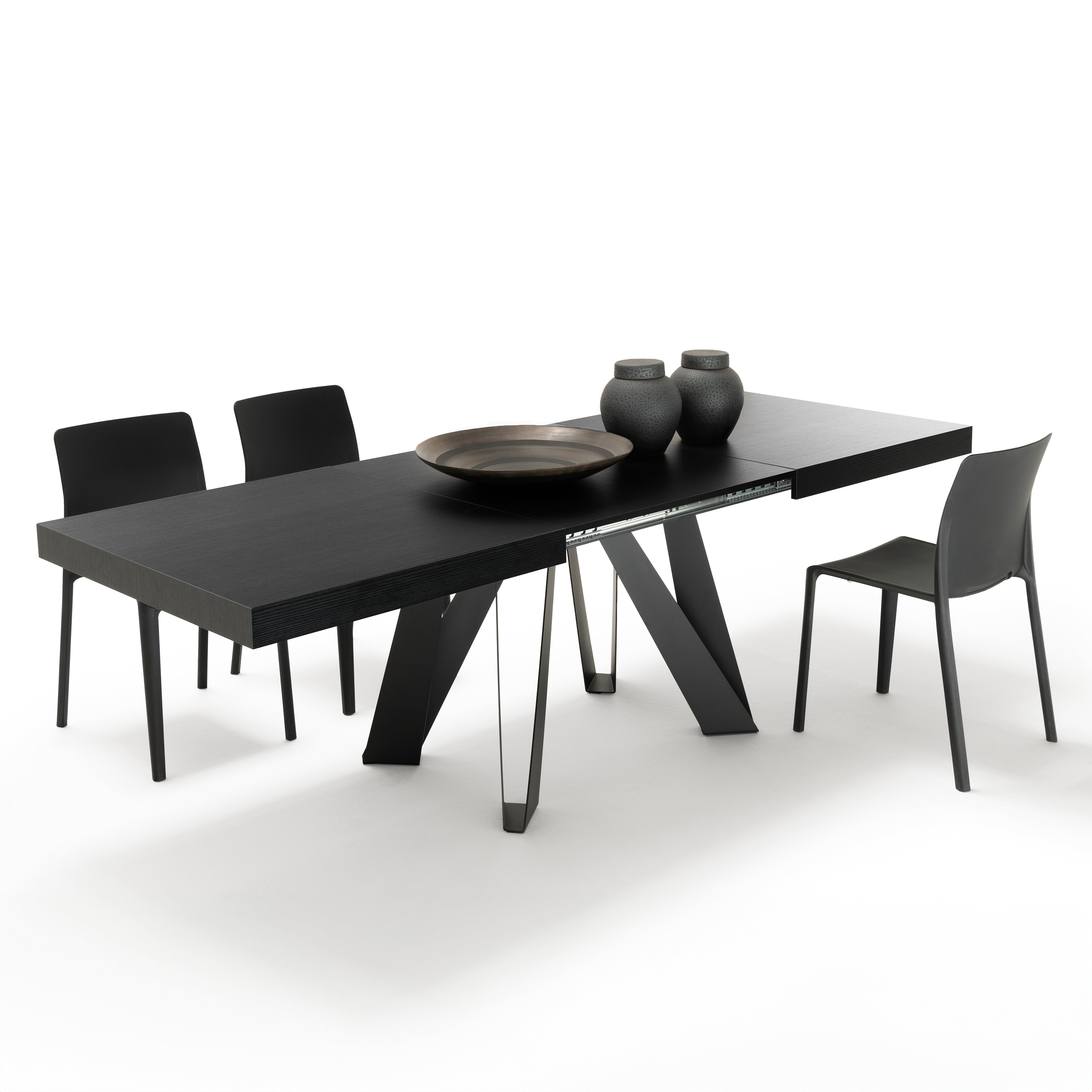 Mesa Extensible Romina 160(240)x90cm, Fresno Negro con Patas en Hierro Negro - Detail image 1