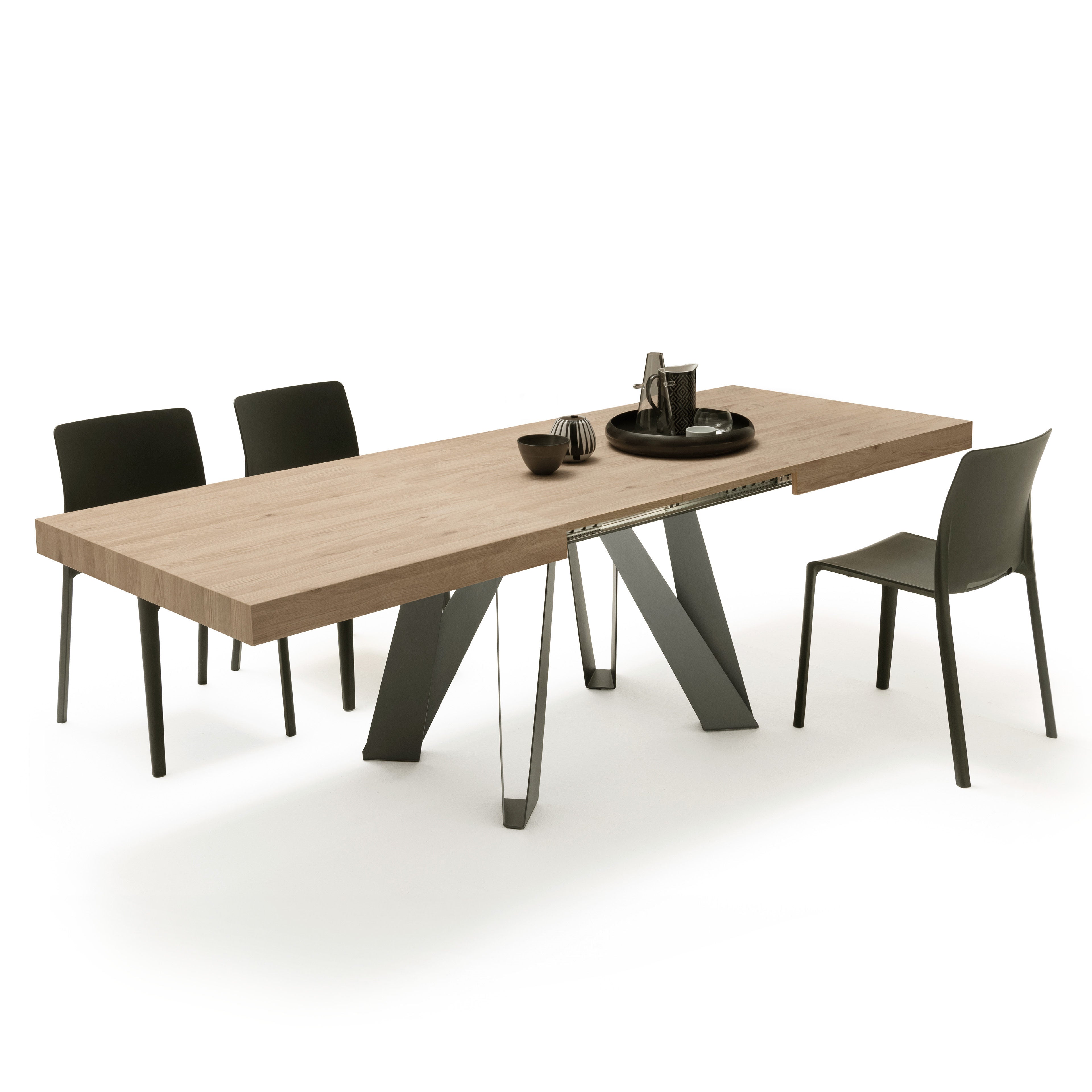 Table Extensible Romina 160 (240) X 90 cm, Chêne Clair Avec Pieds en Fer Noir - Detail image 1