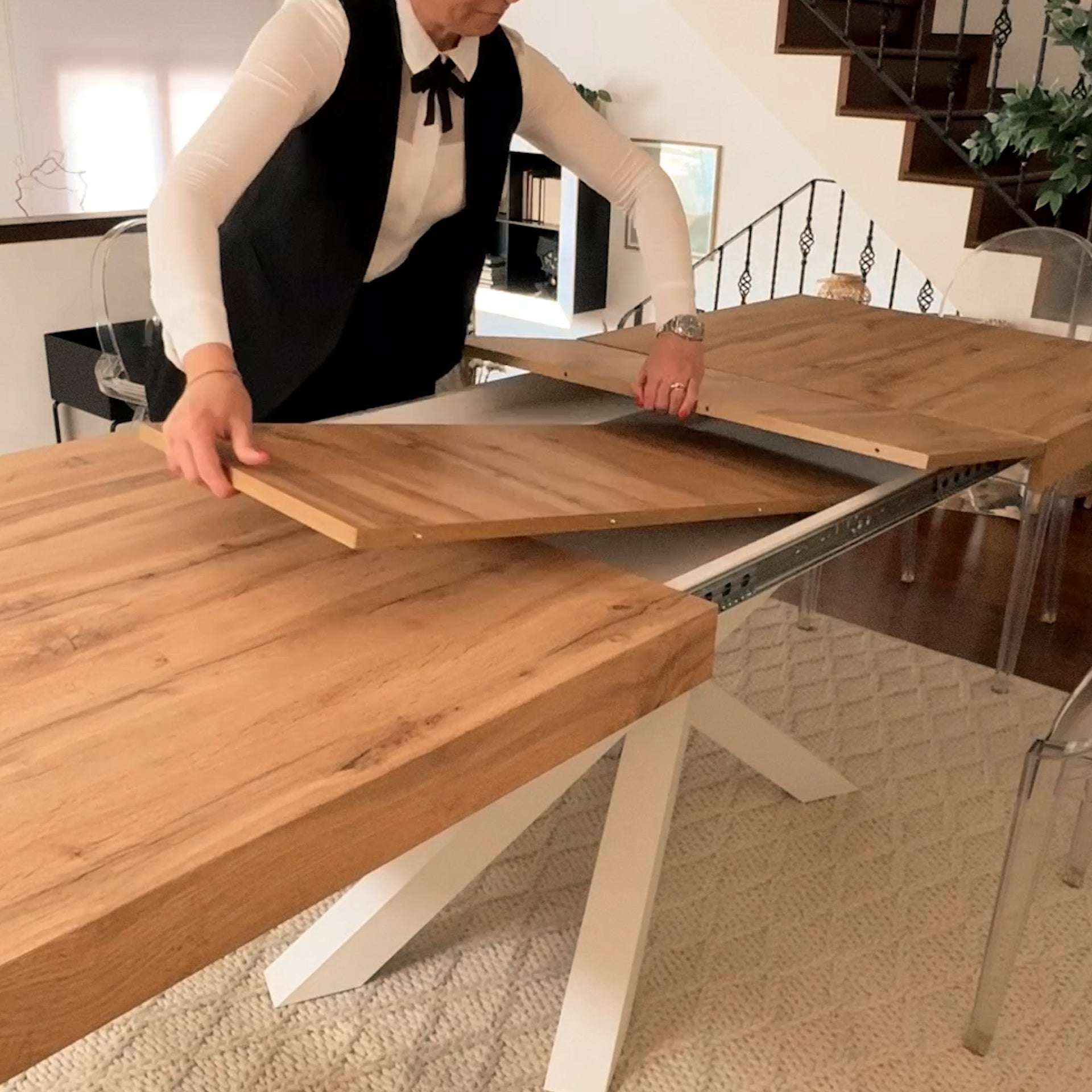 ☆masa☆ Masă extensibilă Emma 160(240)x90 cm, stejar rustic cu picioare