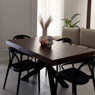 Tavolo Allungabile Emma 160(240)x90 cm, Noce Canaletto con Gambe Incrociate Nere