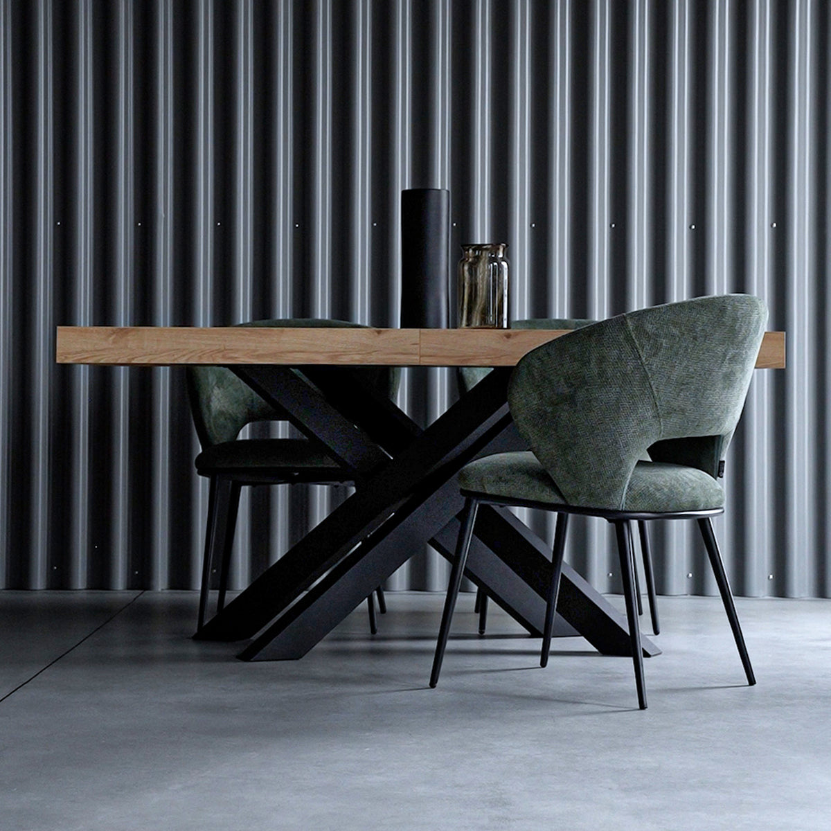 Table Extensible Emma 140(220)x90 cm, Chêne Clair avec Pieds Croisés Blancs