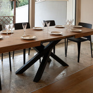 Emma 160(240)x90 cm Extendable Table, Rustic Oak with Black Crossed Legs