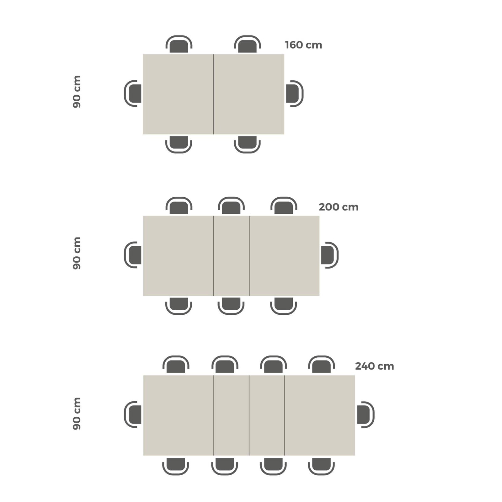 Emma 160(240)x90 cm uitschuifbare tafel, eiken met witte kruispoten - Immagine tecnica 5