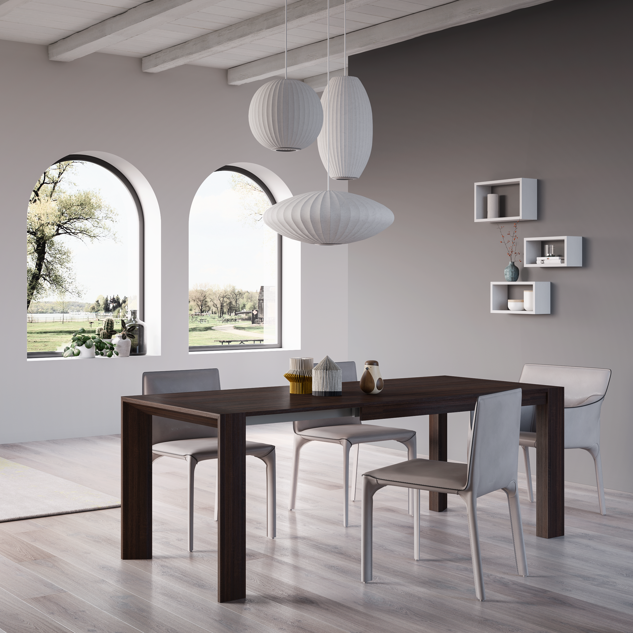 Extendable Table, Giuditta, White Ash - Set image 1
