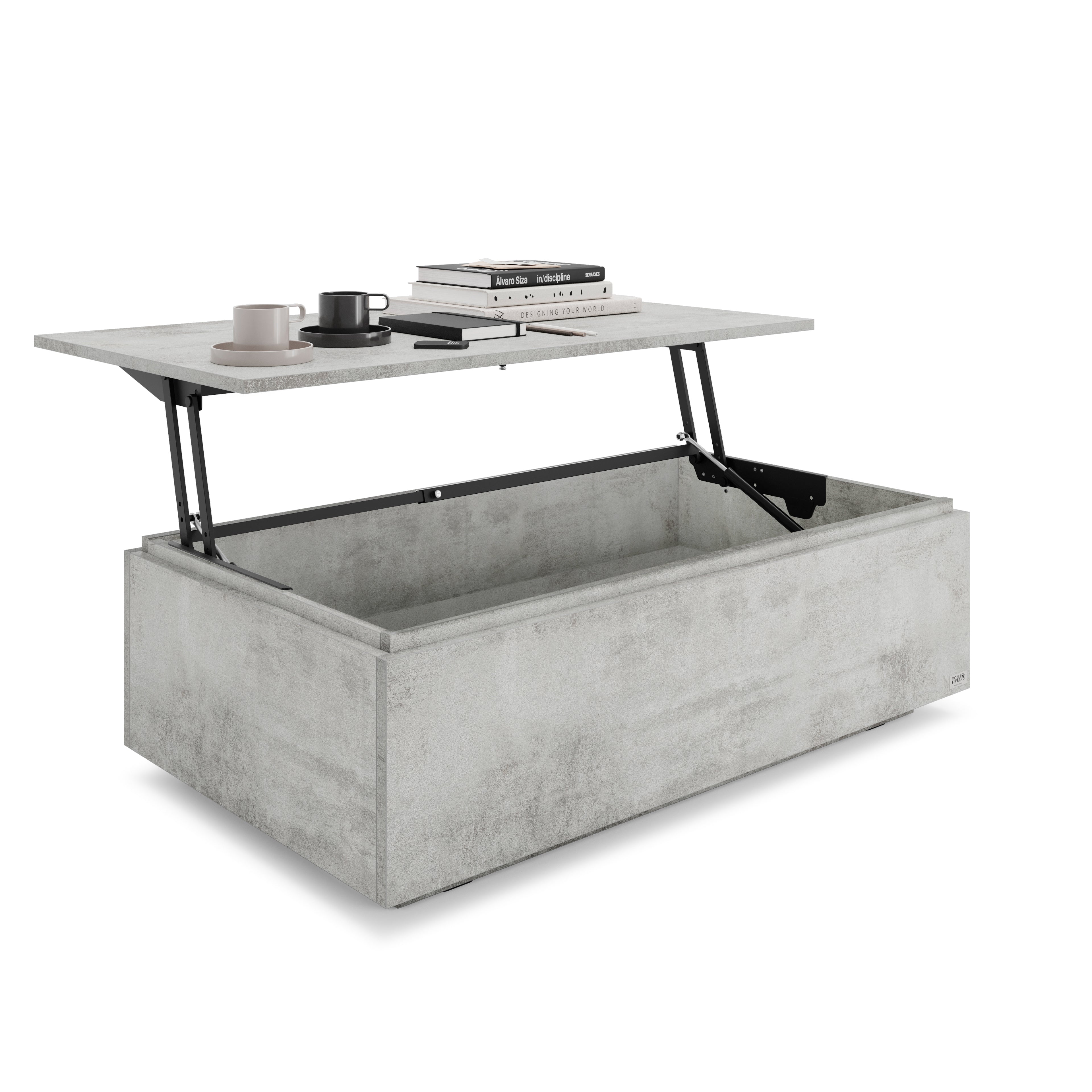 Table basse avec coffre, X, Gris Béton - Detail image 1