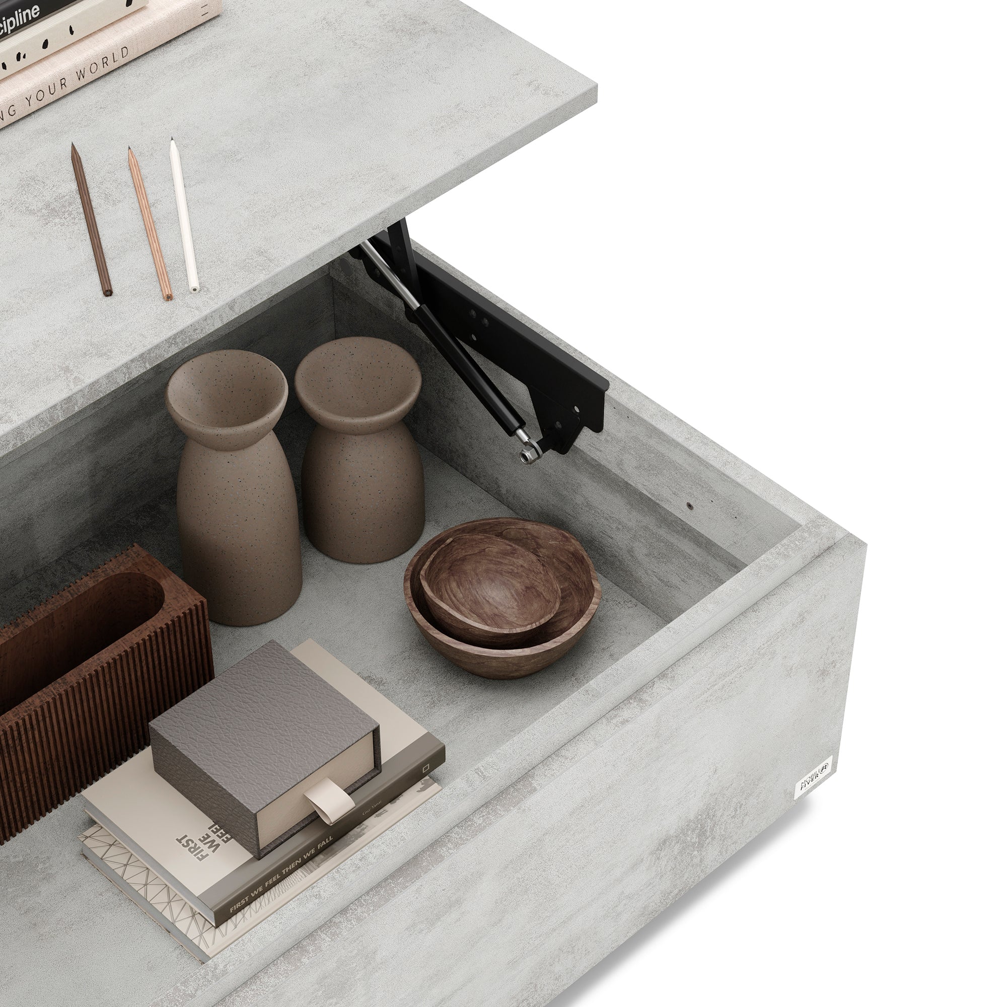 Table basse avec coffre, X, Gris Béton - Detail image 4
