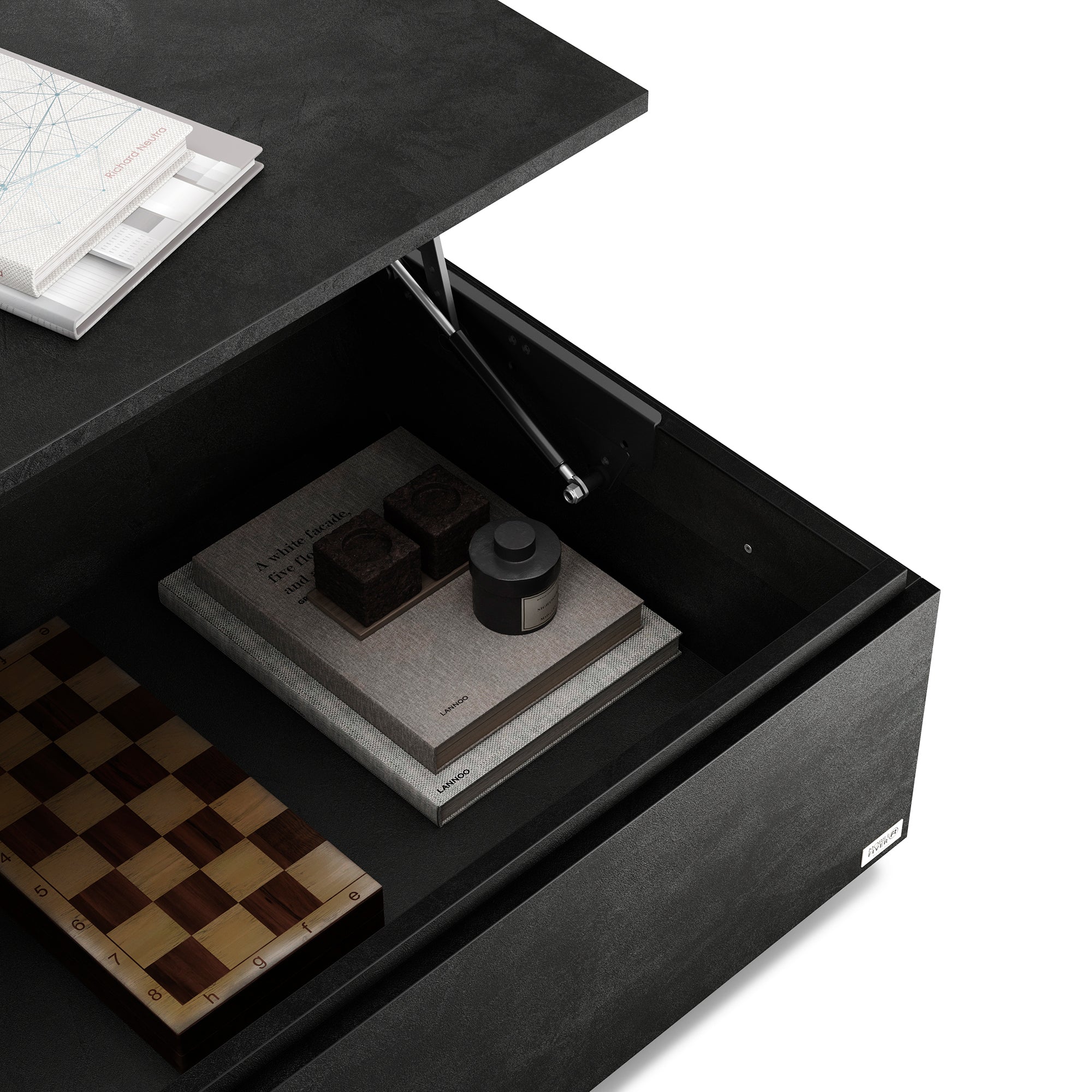 Table basse avec coffre, X, Noir Béton - Detail image 4