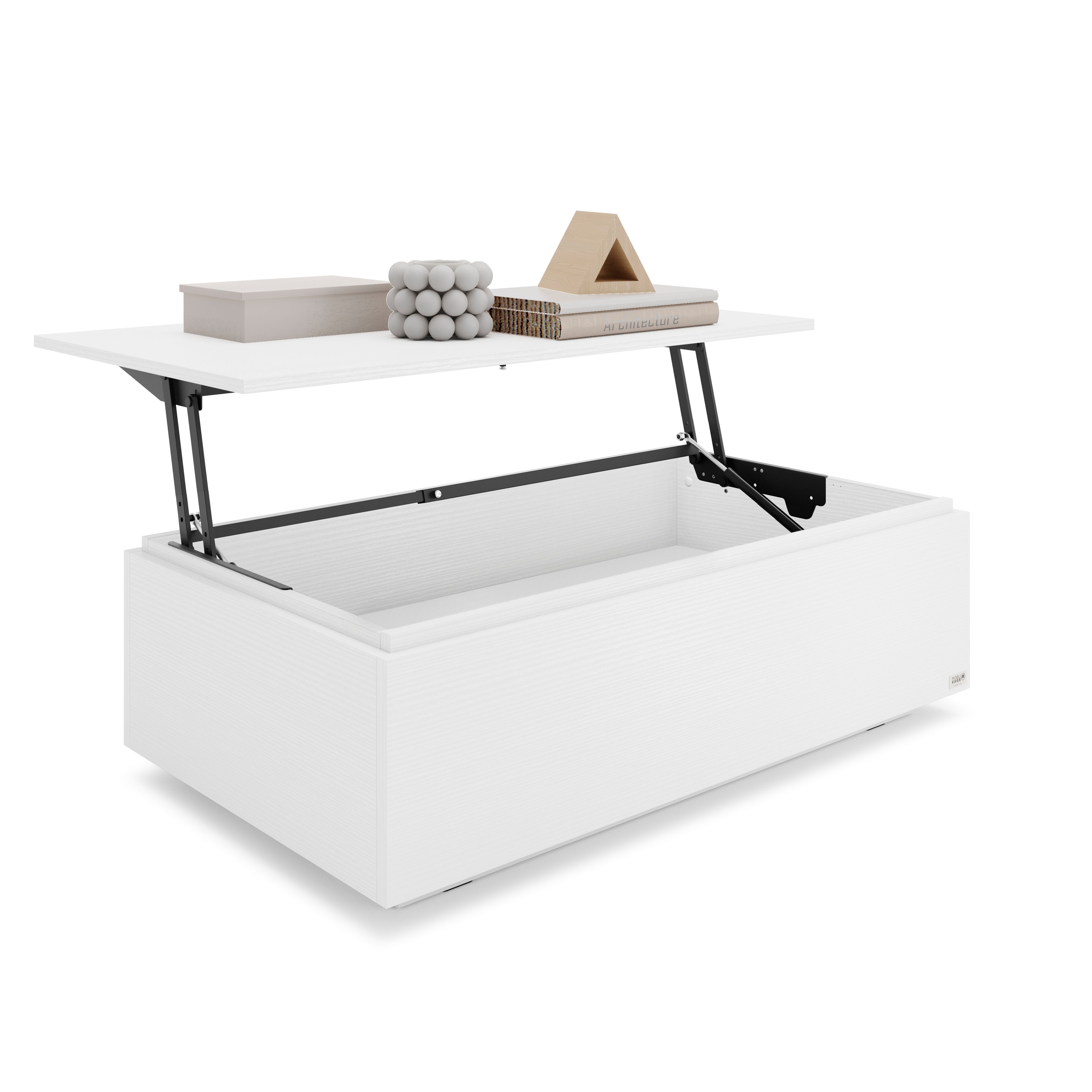 Tavolino da salotto contenitore X, Bianco Frassino