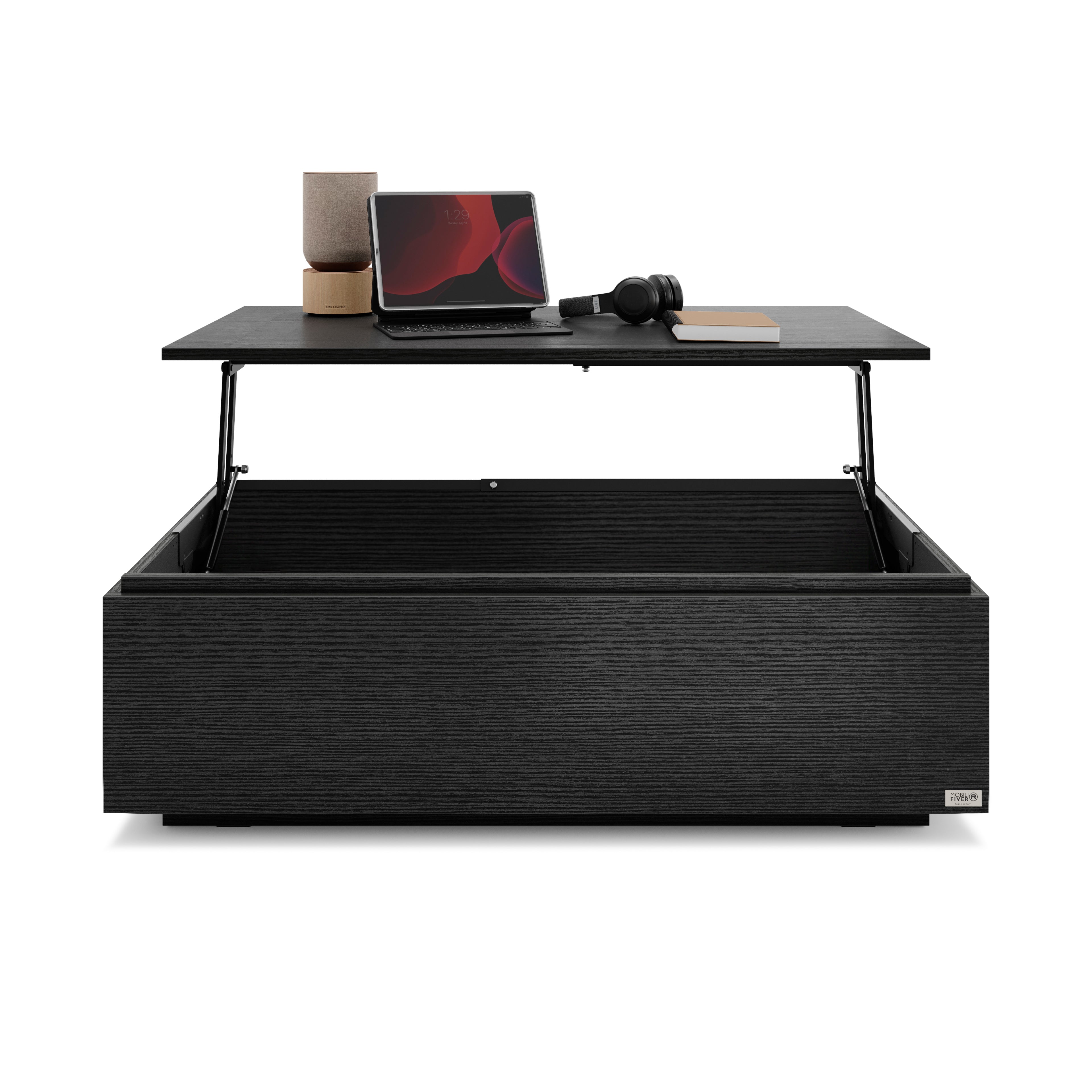 Coffee table with storage X, Black Ashwood - Detail image 3