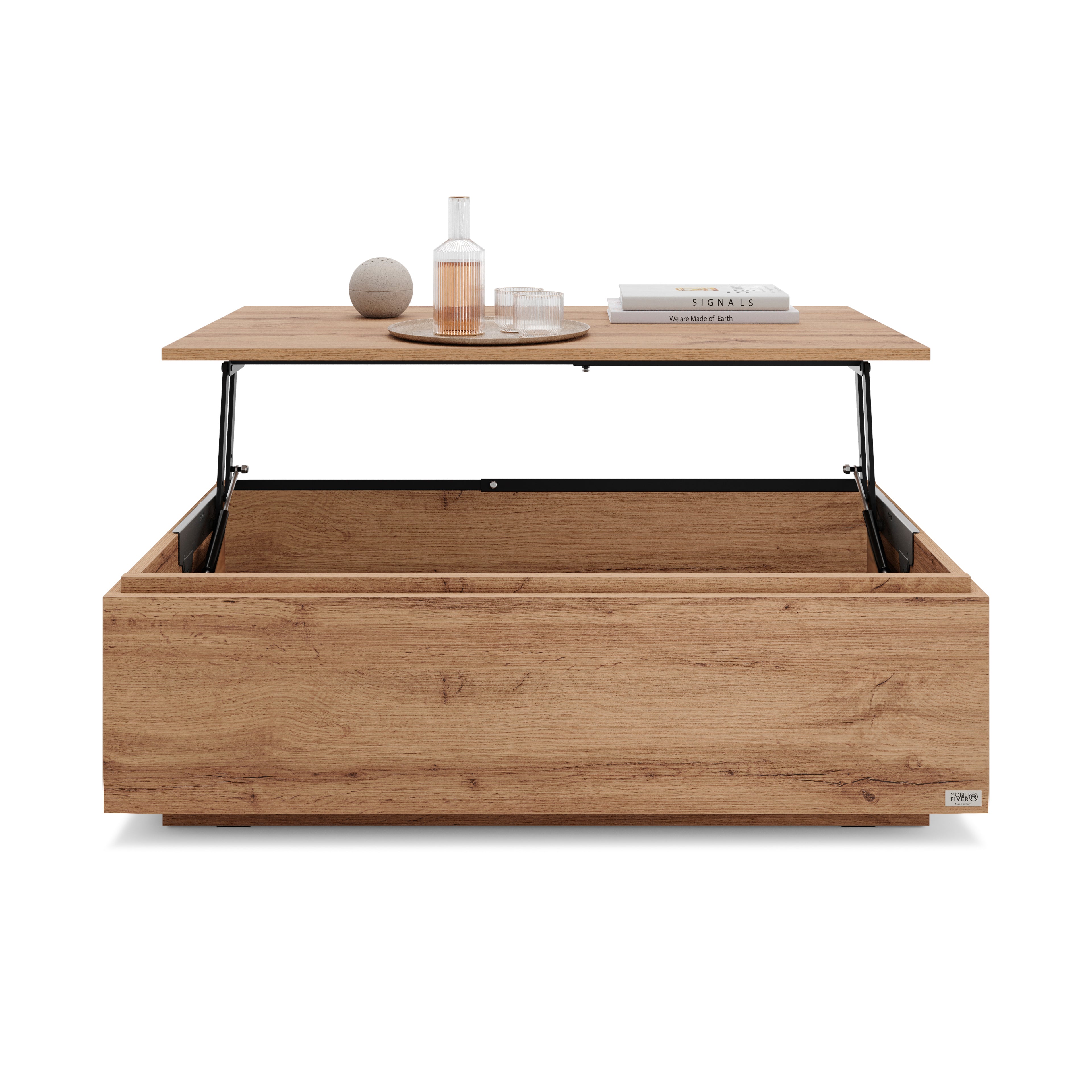 Coffee Table X with Console Leaf Storage, Rustic Oak
