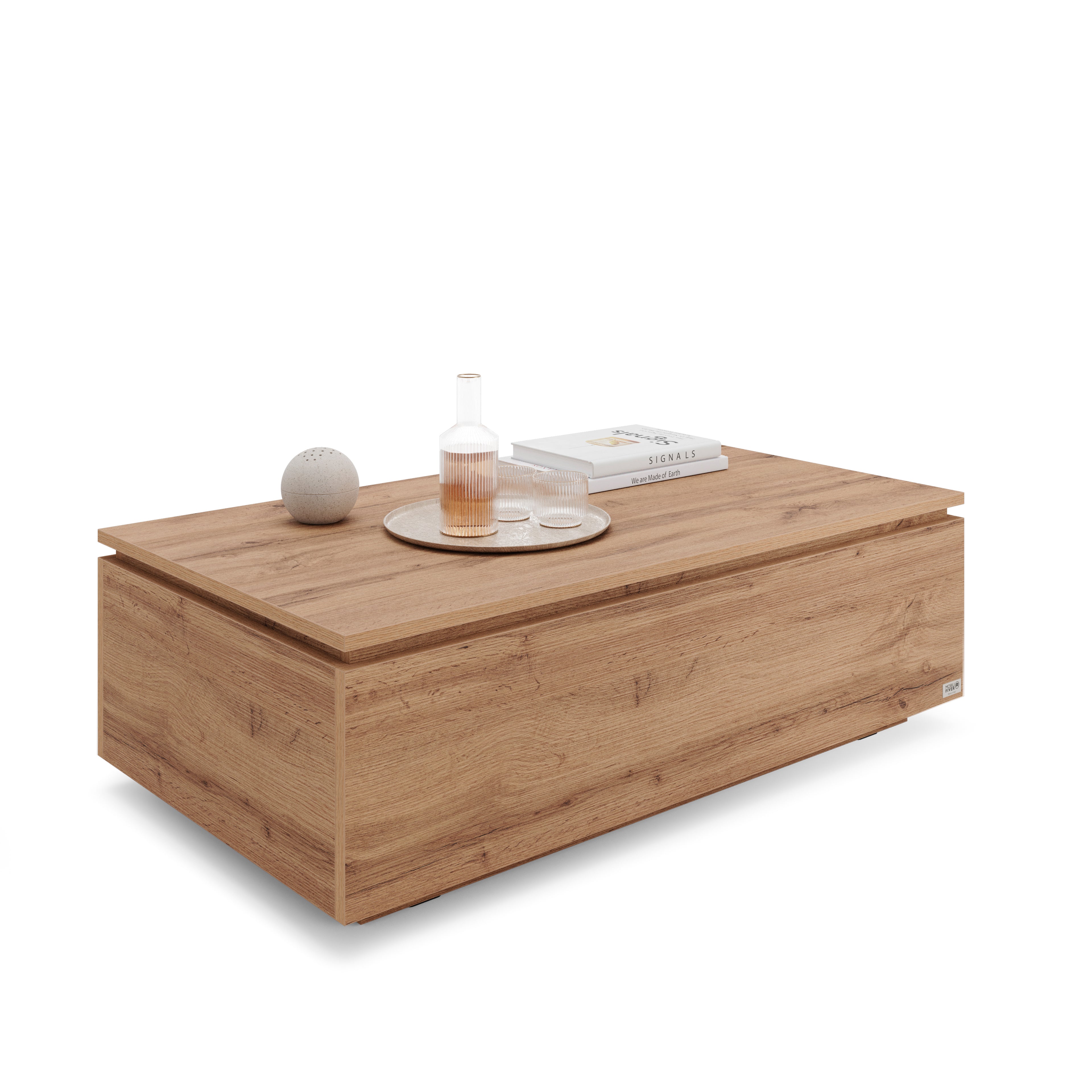 Coffee Table X with Console Leaf Storage, Rustic Oak