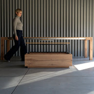 Mesa de centro elevable, X, Madera Rústica