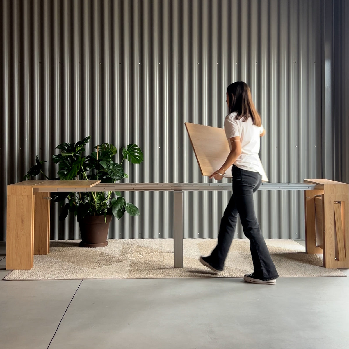 Evolution, Extendable Console Table 45(305)x90 cm, Light Oak