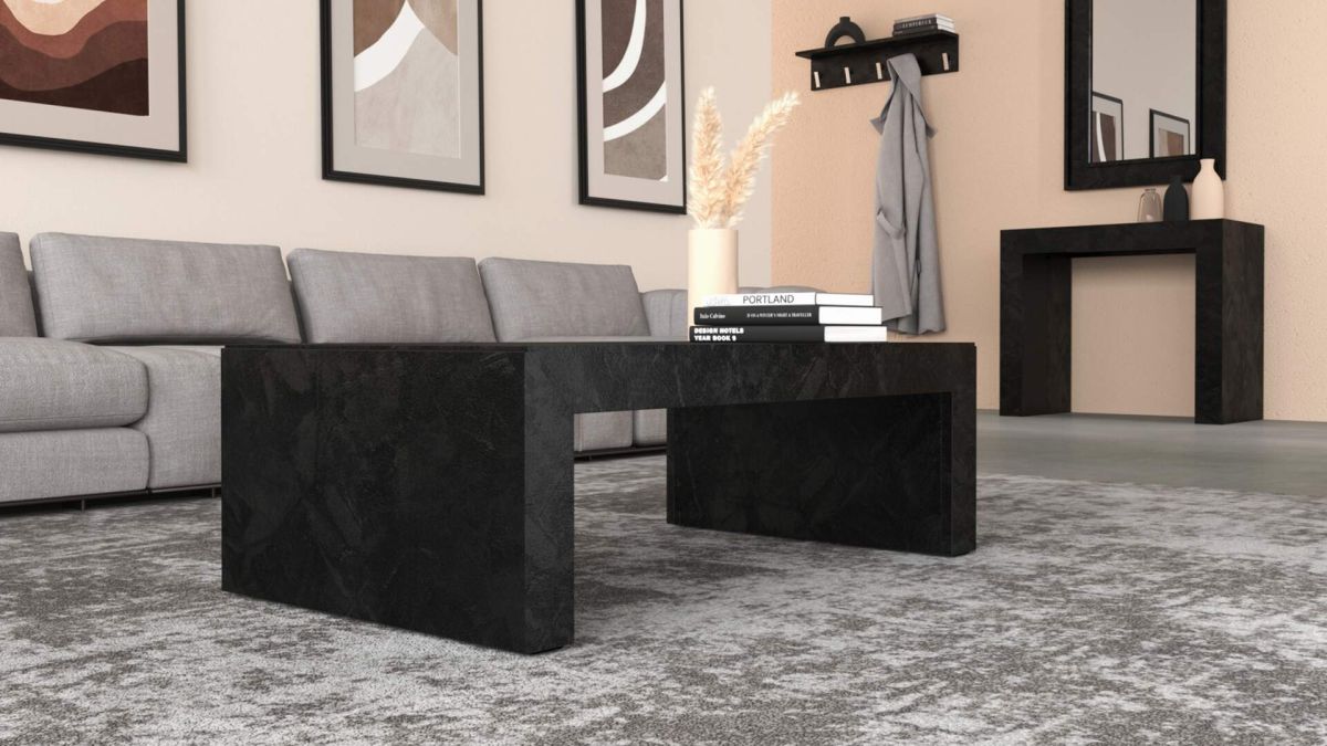 Angelica Coffee Table, Concrete Effect, Black set image 1