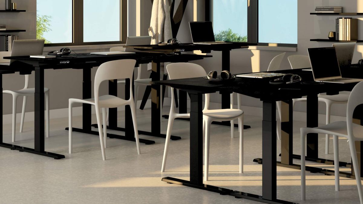 Clara Electric Standing Desk 120x60 Concrete Effect, Black with Black Legs set image 2