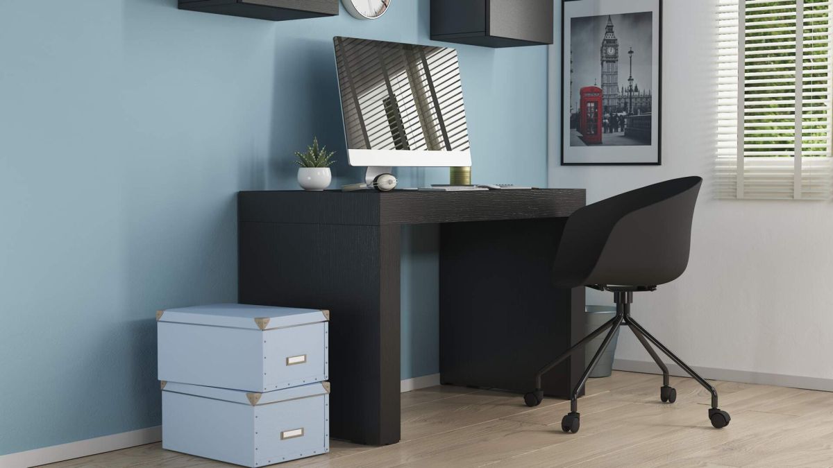 Mesa escritorio Evolution 120x60, Freixo Preto com duas pernas imagem do conjunto 2