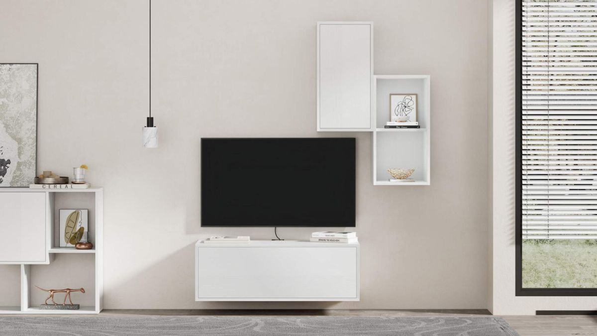 Combination 2 Iacopo Living Room Wall Unit, Ashwood White set image 1