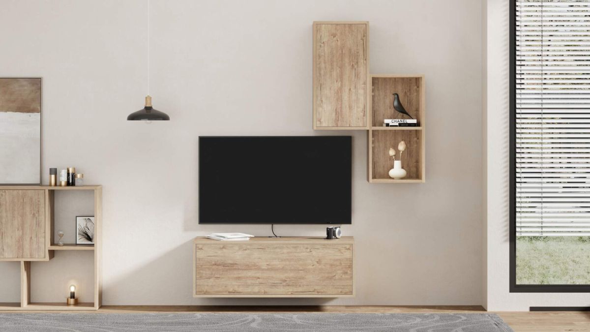 Combination 2 Iacopo Living Room Wall Unit, Oak set image 1