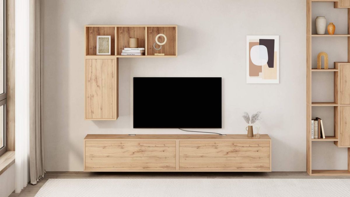 Combination 5 Iacopo Living Room Wall Unit, Rustic Oak set image 1