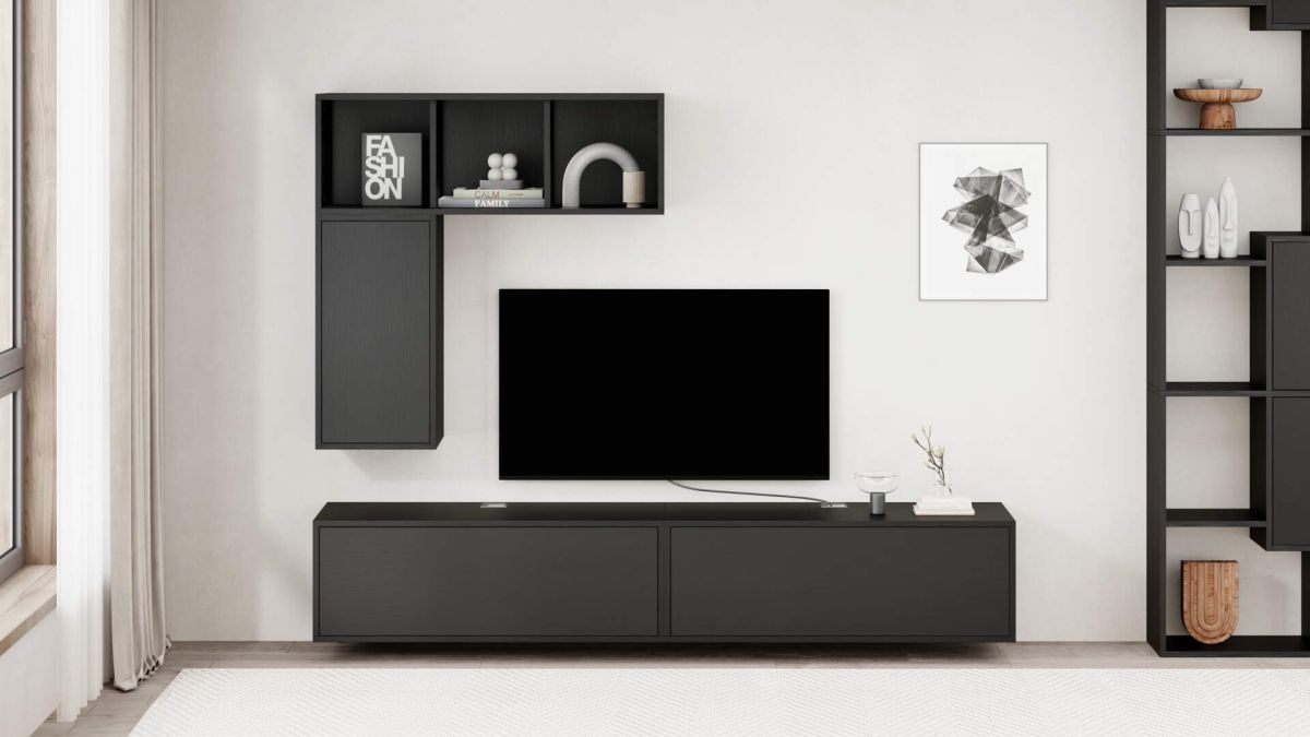 Combination 5 Iacopo Living Room Wall Unit, Ashwood Black set image 1