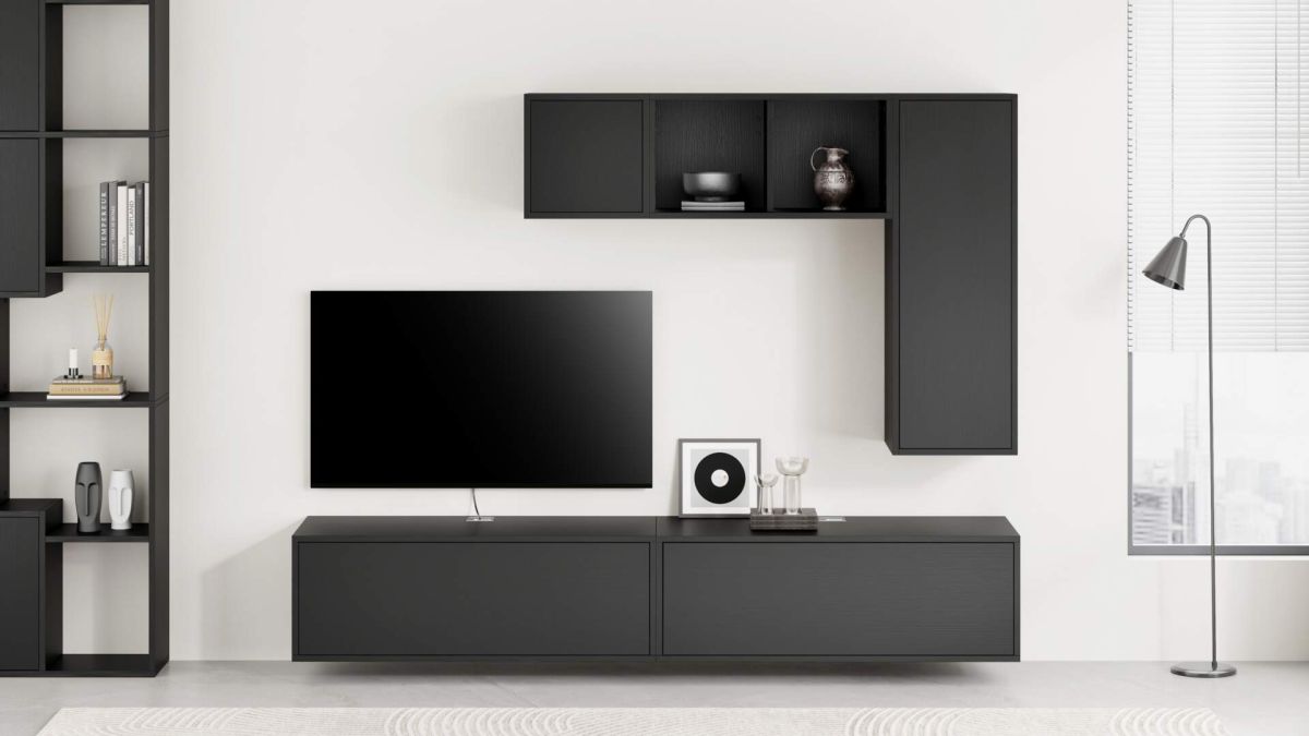 Combination 6 Iacopo Living Room Wall Unit, Ashwood Black set image 1