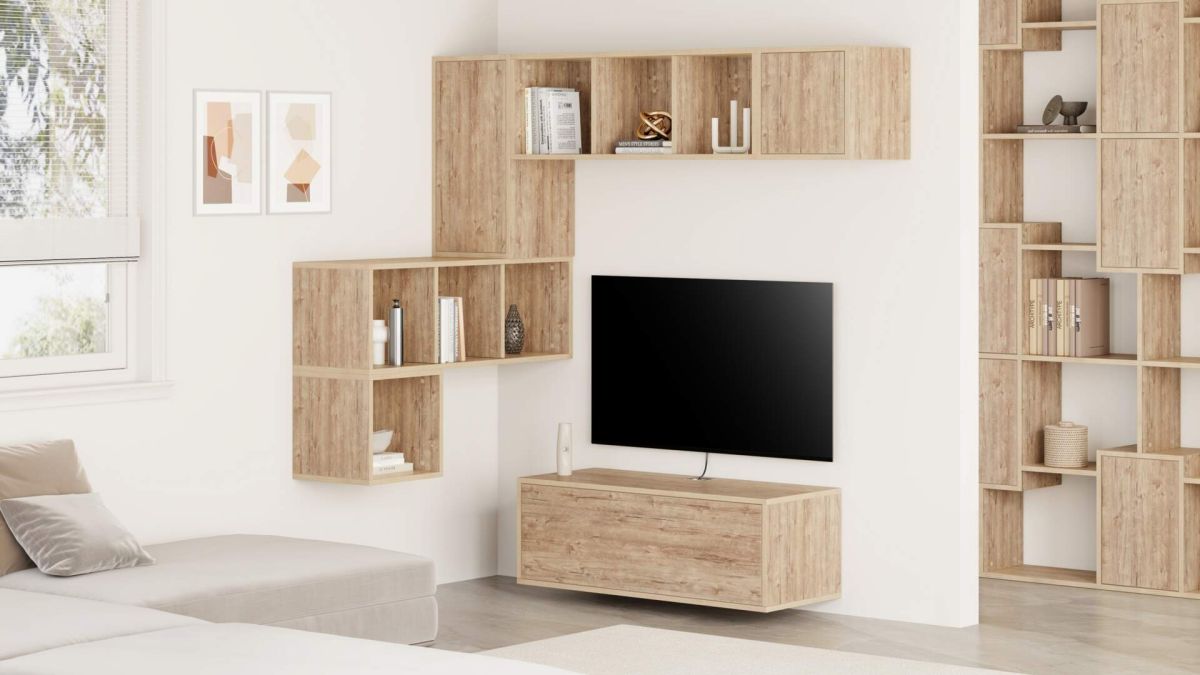 Combination 9 Iacopo Living Room Wall Unit, Oak set image 1