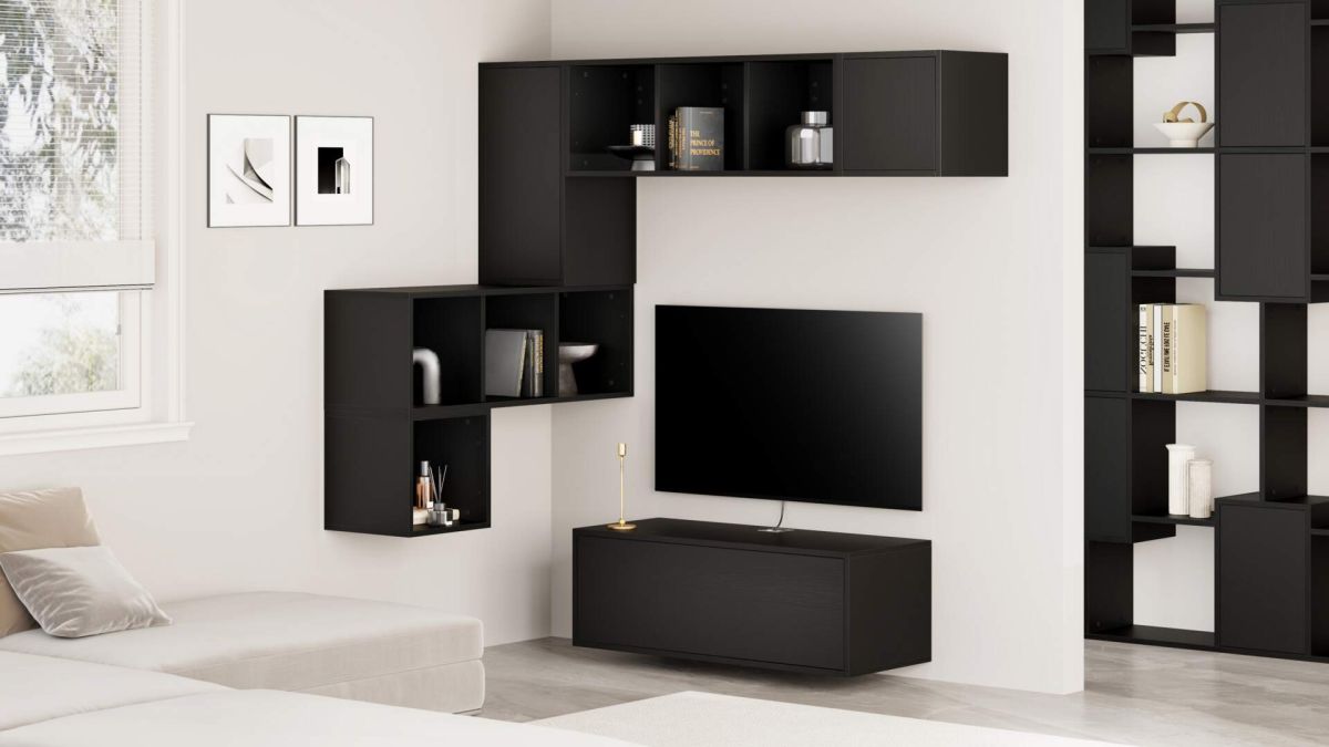 Combination 9 Iacopo Living Room Wall Unit, Ashwood Black set image 1