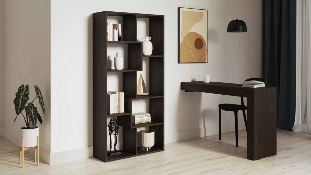 Iacopo XS Bookcase (160.8 x 80 cm), Dark Walnut set image 1