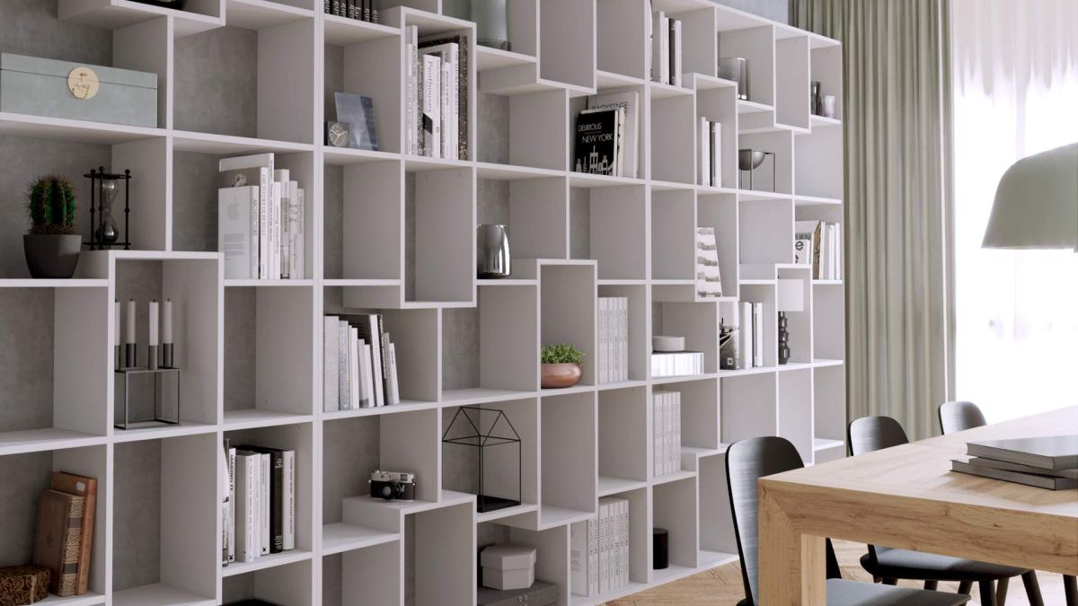 Libreria bassa XS Iacopo (160,8 x 80 cm), Bianco Frassino immagine ambientata 1
