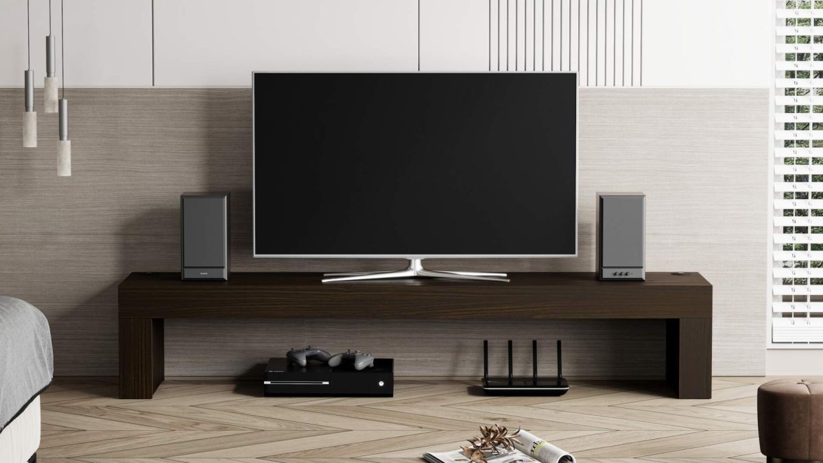 Mueble de TV Evolution 180x40, nogal americano con cargador inalámbrico imagen configurada 1