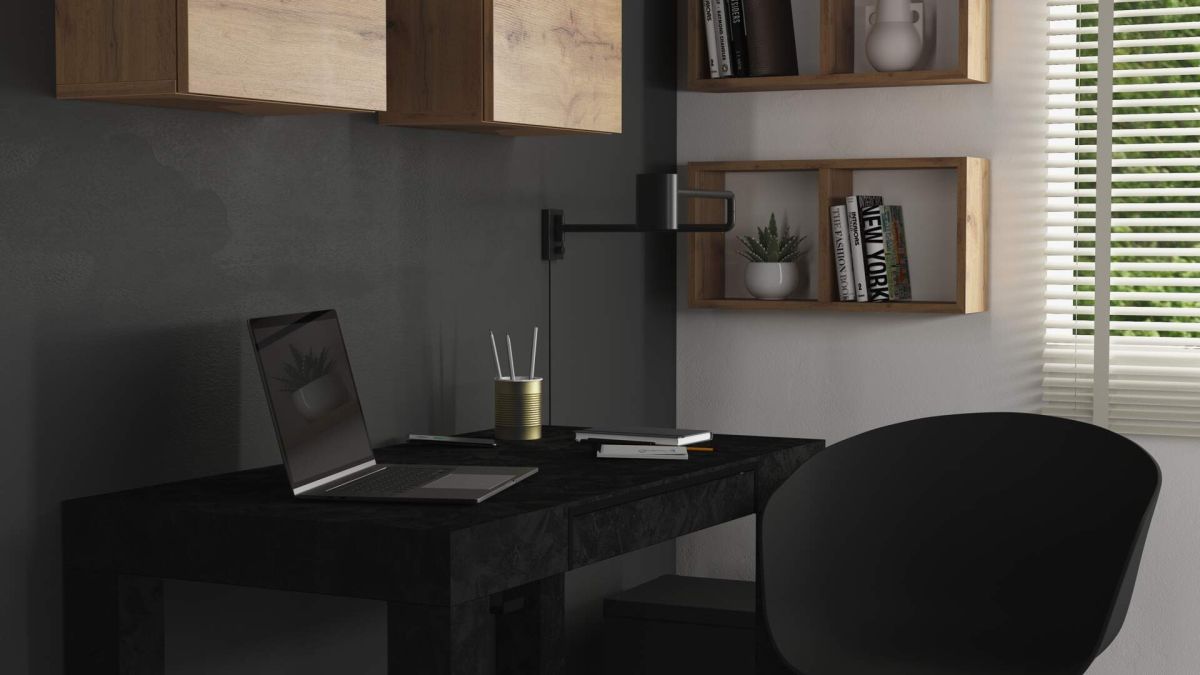 First Multifunctional Desk, Concrete Effect, Black set image 3