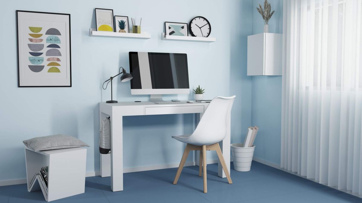 First Schreibtisch mit Schublade, Esche, Weiß Umgebungsbild 3