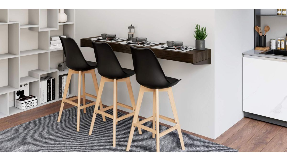 Greta nordic style stools, Set of 2, Black set image 1
