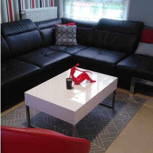 Mesa de apoio para sofá, Evolution XL, Branco Brilhante