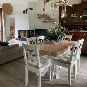 Emma 140(220)x90 cm Extendable Table, Rustic Oak with White Crossed Legs customer image 4