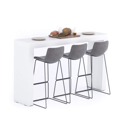 Table Haute Evolution 180x40, Frêne Blanc avec 2 pieds